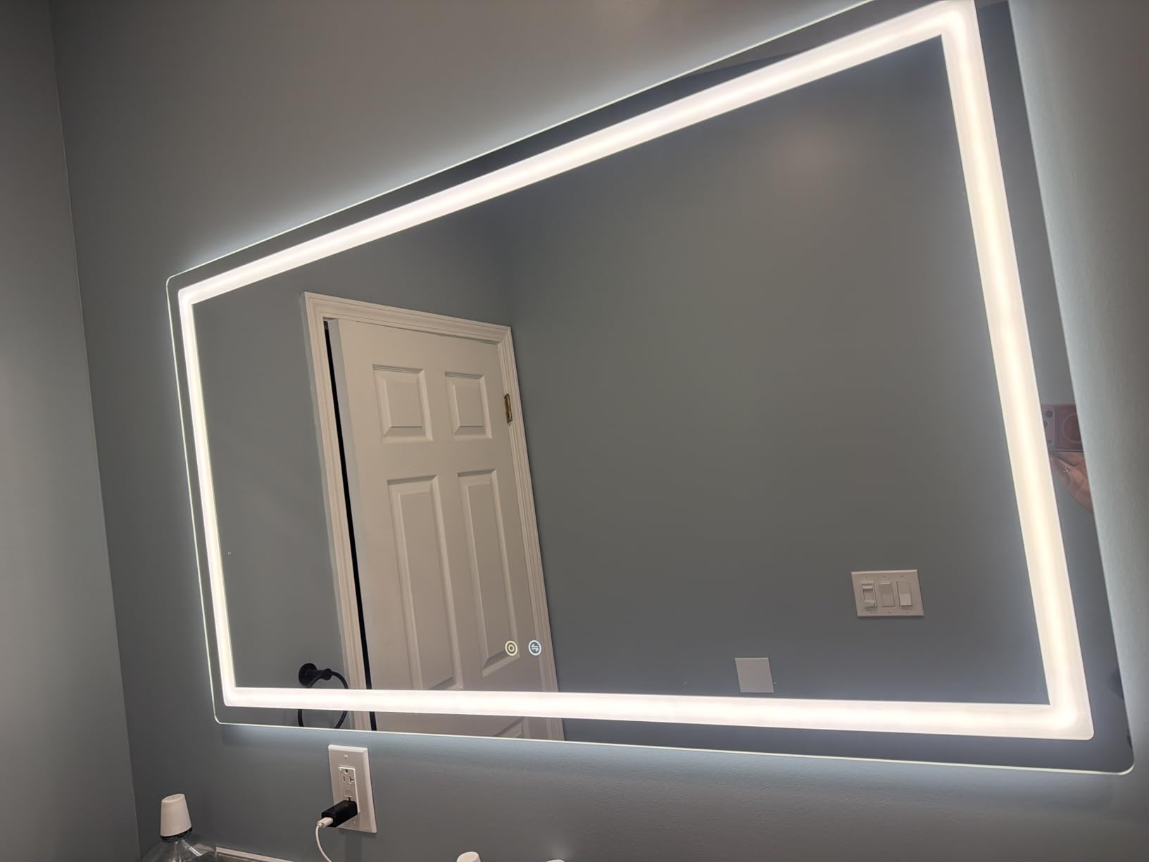 Delma LED Bathroom Mirror with Lights, 30x50 Vanity Mirror for Bathroom Wall, Anti-Fog, Dimmable, Front Lit & Backlit, Memory Function, Shatterproof Tempered Glass, 3 Color Modes (Horizontal/Vertical) customer photo 1