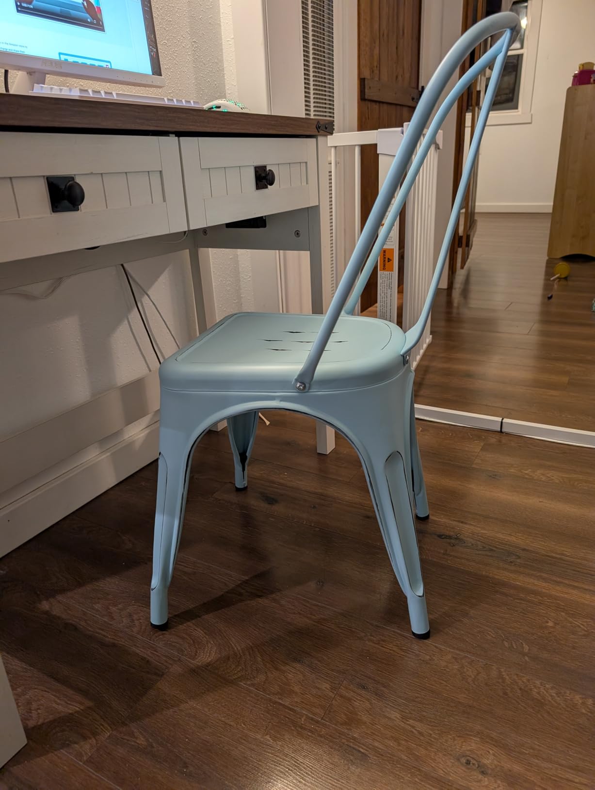 39 Inch Farmhouse Small Computer Desk with Drawers for Bedroom, Home Office | Small Office Computer Desk with 2 Drawers & Power Outlets, Compact Writing Study Desk for Small Spaces, Antique White customer photo 1