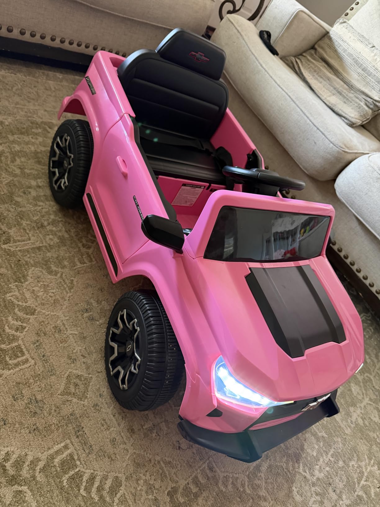 Winado Licensed Chevrolet Colorado Electric Car for Kids, 12V Ride on Toys for Toddlers with Remote Control, Battery Powered Electric Car Ride On Vehicle w/Bluetooth, Soft Start, LED Lights - Pink customer photo 1