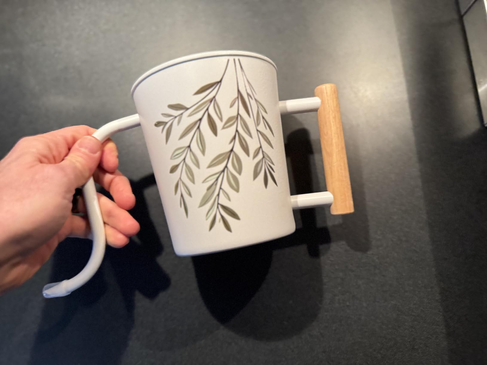 Metal Small Indoor Watering Can with Long Spout & Real Wood Handle, 35oz customer photo 2