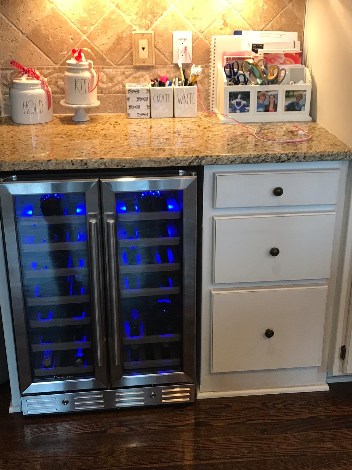 Kalamera Mini Fridge 24 Inch Undercounter Beverage and Wine Cooler | Built-in or Freestanding Beverage Refrigerator - 118 Cans & 15 Bottles Capacity with LED Light Glass Door customer photo 1