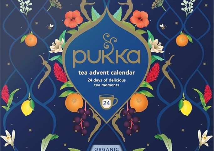 Pukka Christmas Tea Sampler Advent with Black and Green Teas, 24 Tea Bags | Unwrap a delicious daily surprise inside our herbal tea advent calendar with 24 sachets, great for tea gifting and discovery. customer photo 1