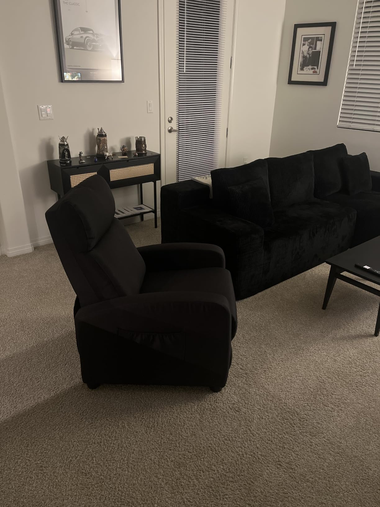Recliner Chair for Living Room, Modern Adjustable Home Theater | Seating Single Sofa Manual Push Back Armchair with Soft Linen Upholstery & High Backrest for Small Spaces, Linen-Gray customer photo 2