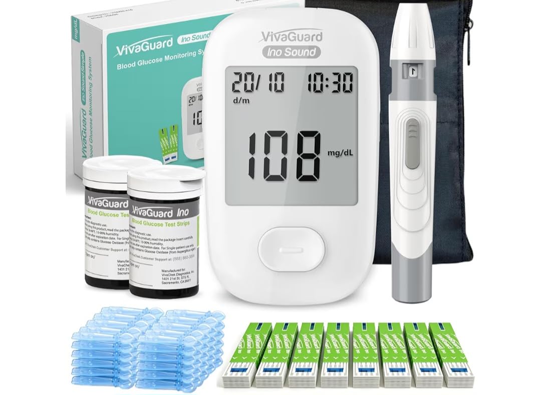 VivaGuard VGM26 Talking Blood Glucose Monitor Kit, 100 Strips & 100 Lancets | Voice Guidance for Senior and Poor Vision, 1000 Large Memory, No Coding, Large Display,FDA-Cleared FSA&HSA Eligible customer photo 2