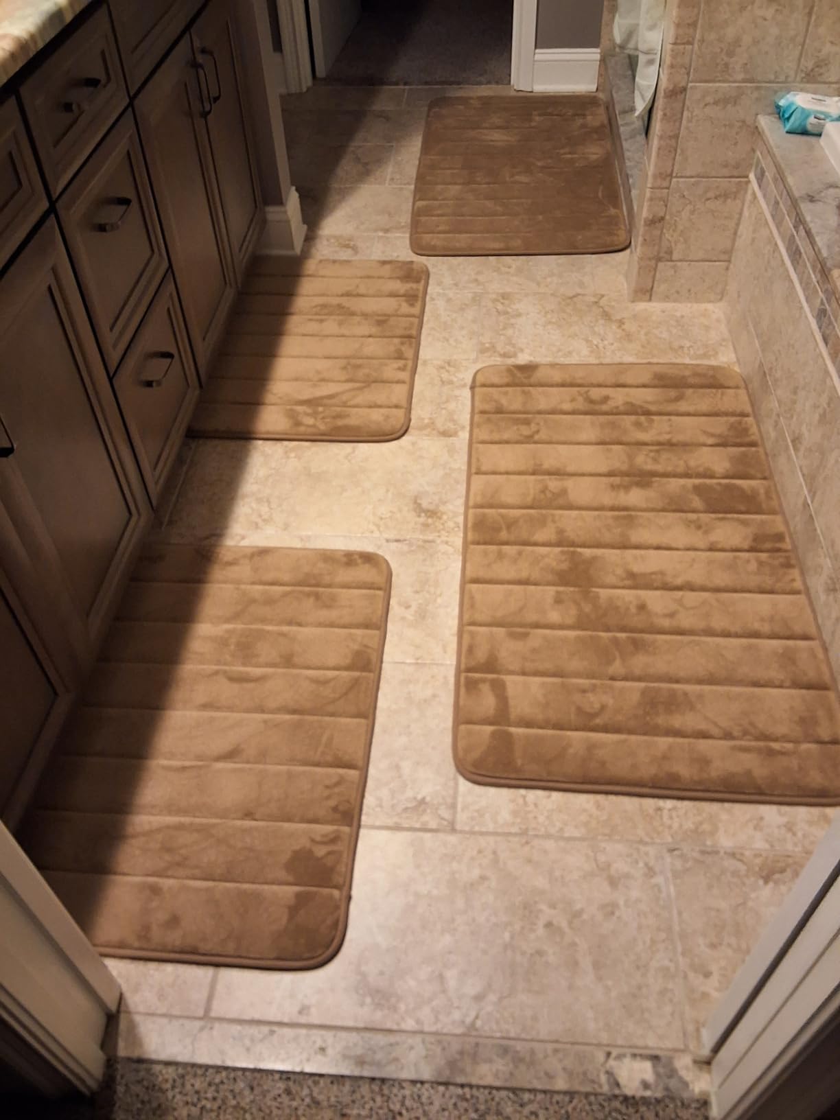 OLANLY Memory Foam Bath Mat 30x20, Super Soft and Absorbent Bathroom Rugs | Grey, Quick Dry Bath Rug, Machine Washable Shower Floor Mats, Bathmat Carpet for Bathroom Floor, Tub and Shower customer photo 2