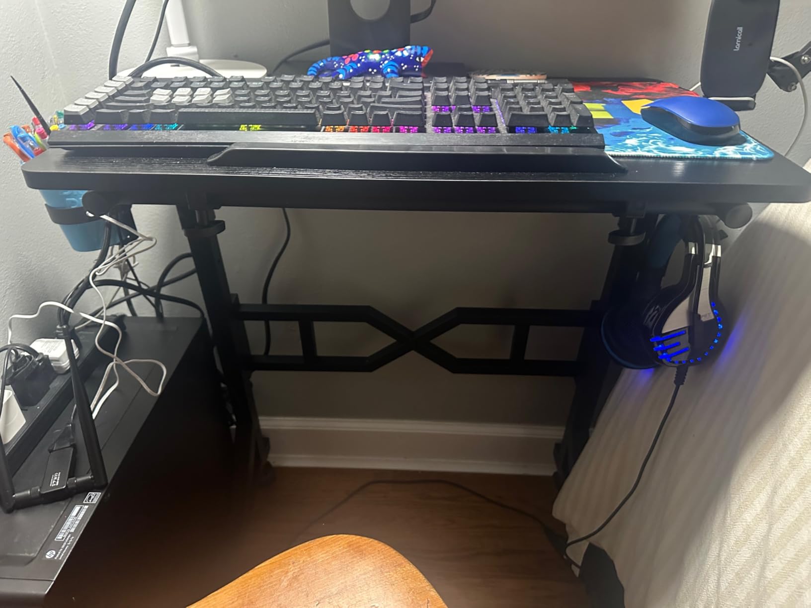 Oransail Small Standing Desk with Wheels, 29.5-45.3 Inch Adjustable Height, Portable Treadmill Desk, Rolling Computer Table for Walking Pad with a Cup Holder and a Hook customer photo 2