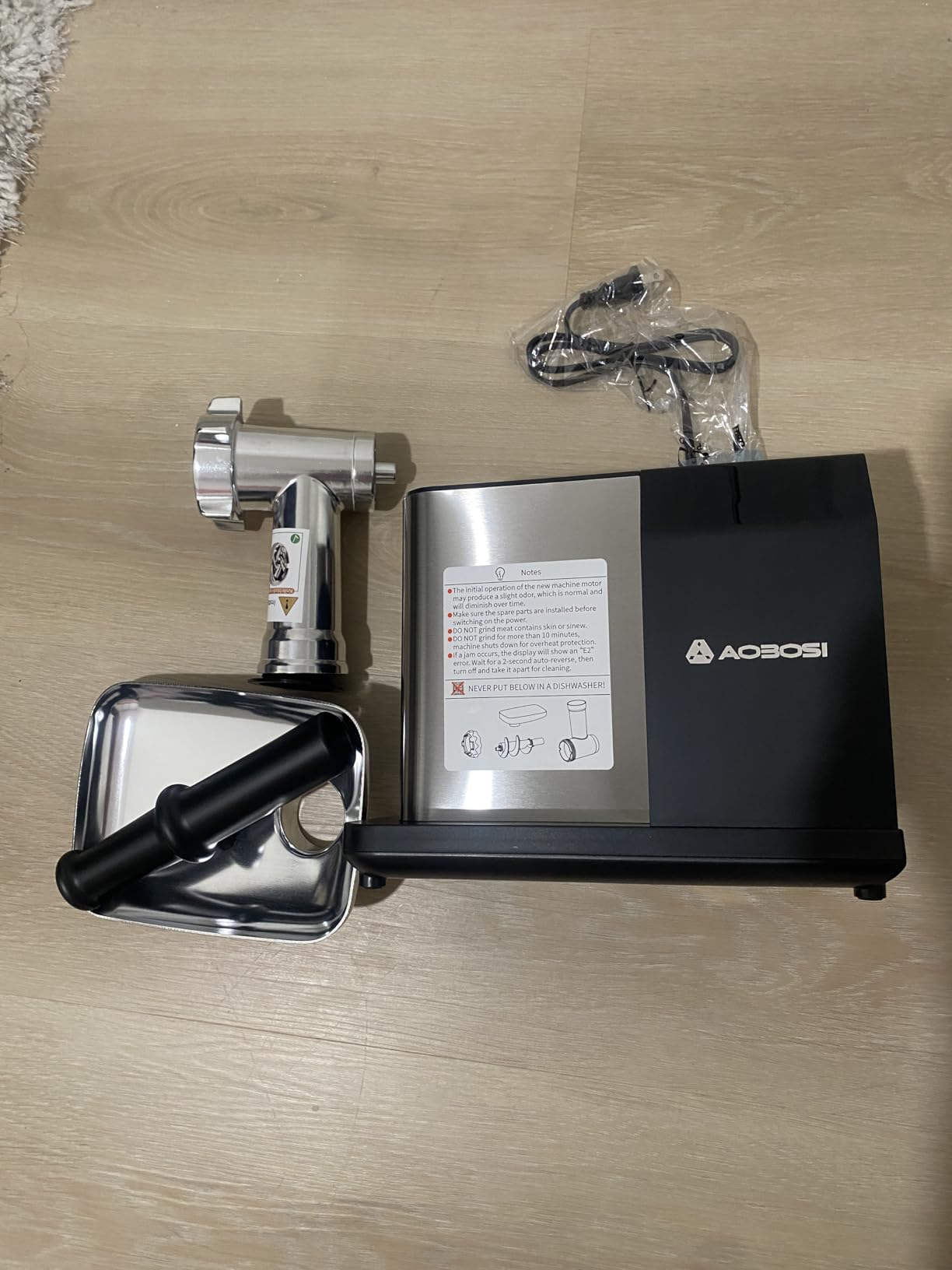 AAOBOSI Multifunctional Digital Meat Grinder Electric 3000W Max | 9 Touch Screen Presets, Auto-Reverse & Built-in Storage - Grinding, Sausage & Kibbe & Grate Cheese Making for Home Use customer photo 1