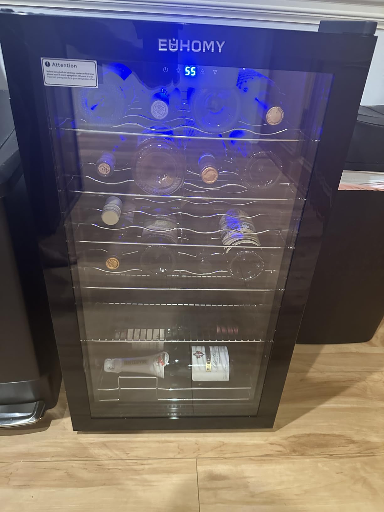 EUHOMY 25 bottle Wine Cooler Refrigerator, Wine Fridge Glass Door, Silver | 3.2 Cu.ft, 41F to 64F, Compressor Cooling, Digital Temperature Control, Adjustable Shelves, Bar Kitchen, LED Light customer photo 1