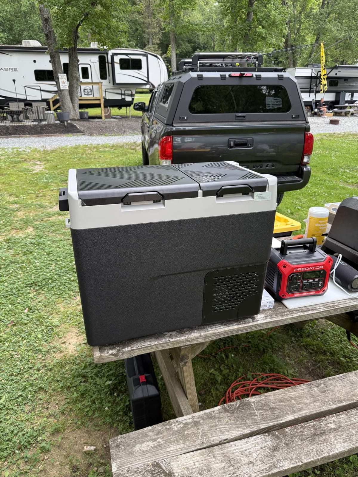 Feelfunn 12 Volt Refrigerator Car Fridge 50QT Dual Zone Electric Cooler | -4°F~68°F Car Refrigerator 12V Cooler, 15-Min Fast Cooling, 12/24V DC 100-240V AC Portable Freezer for Travel Camping RV Home customer photo 1