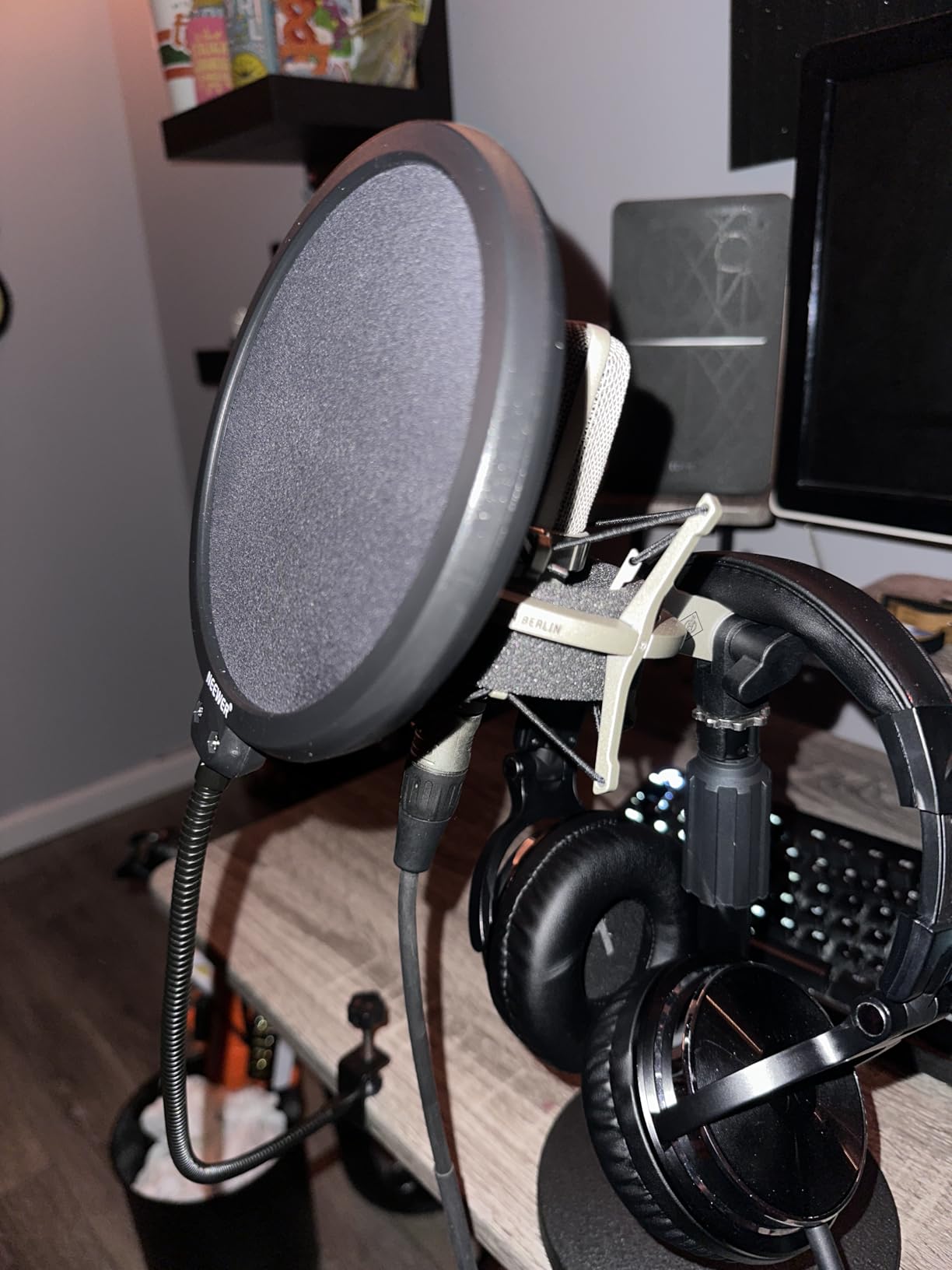 NEEWER Microphone Isolation Ball Shield Pop Filter, Portable Windscreen Mic Cover for Studio Vocal Booth Recording, Sound Absorbing Five Layer Foam Acoustic Equipment for 43-68 mm Mics, MS012 customer photo 2