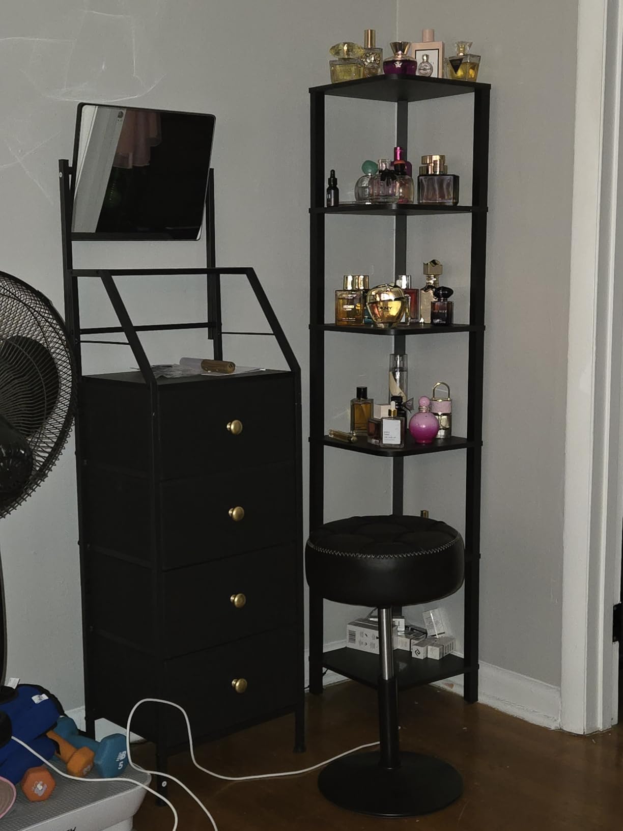 HIGDBFE Vanity Dresser with Mirror & 4 Drawers, Rustic Brown, 15.3