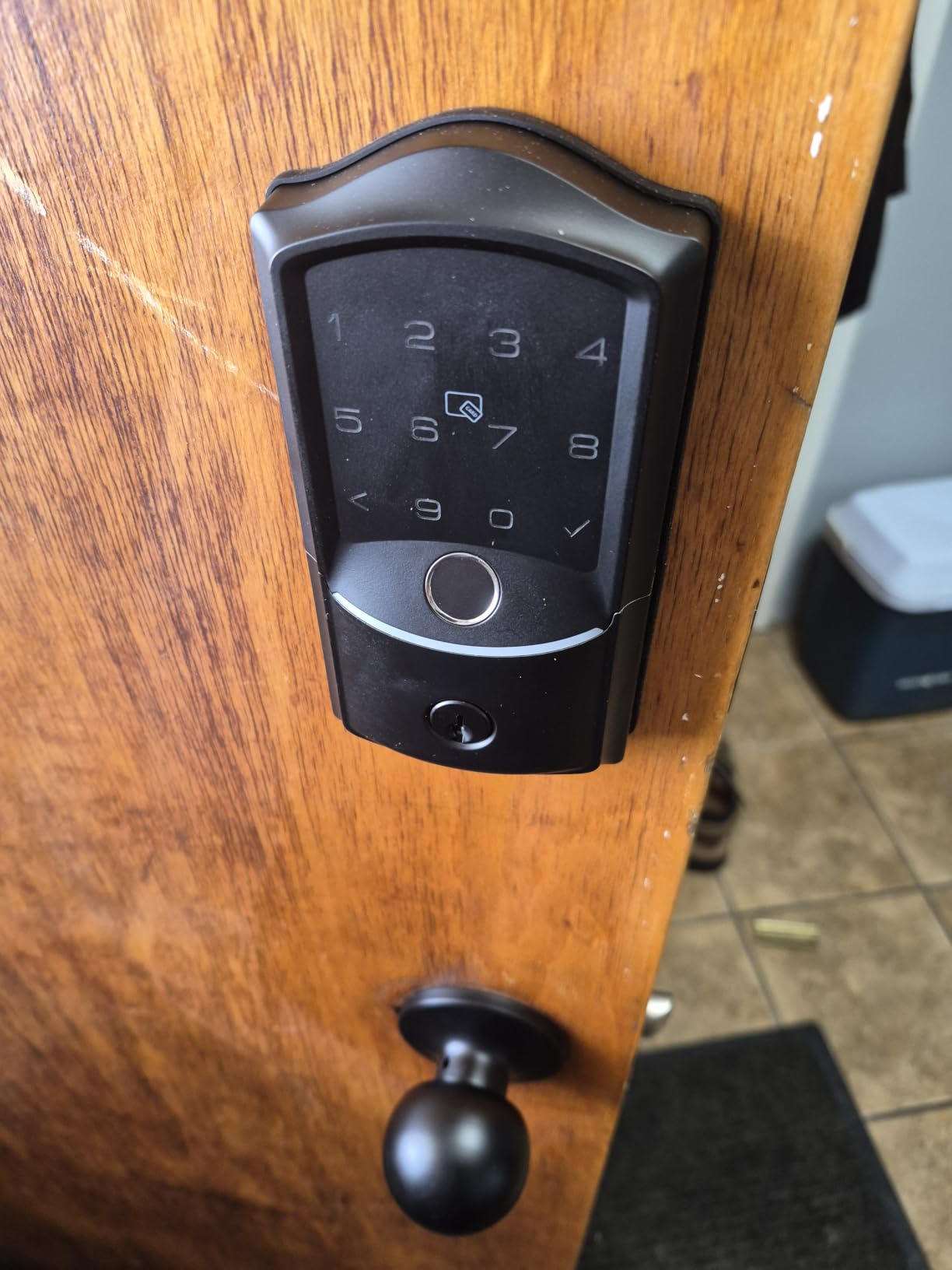 Veise VE027-K WiFi Smart Deadbolt Locks with 2 Knobs Set, Matte Black | Built-in Wi-Fi, Fingerprint, App Remote Control, Compatible with Alexa, Backlit Touchscreen, IP65 Waterproof, for Front Door customer photo 1