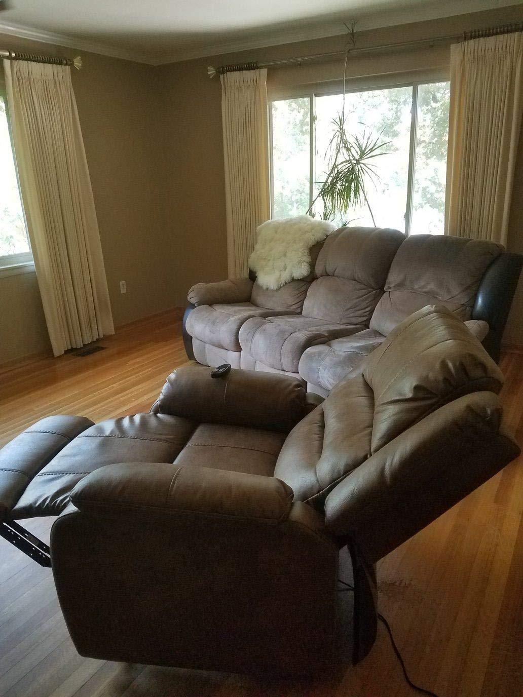 Signature Design by Ashley Dual Motor Power Lift Recliner, Heat & Massage | Fossil suede faux leather, Lift chairs recliners for elderly, Independent back and footrest, Crestmeade Series customer photo 1