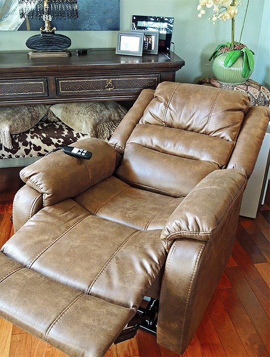 Signature Design by Ashley Dual Motor Power Lift Recliner, Heat & Massage | Fossil suede faux leather, Lift chairs recliners for elderly, Independent back and footrest, Crestmeade Series customer photo 2