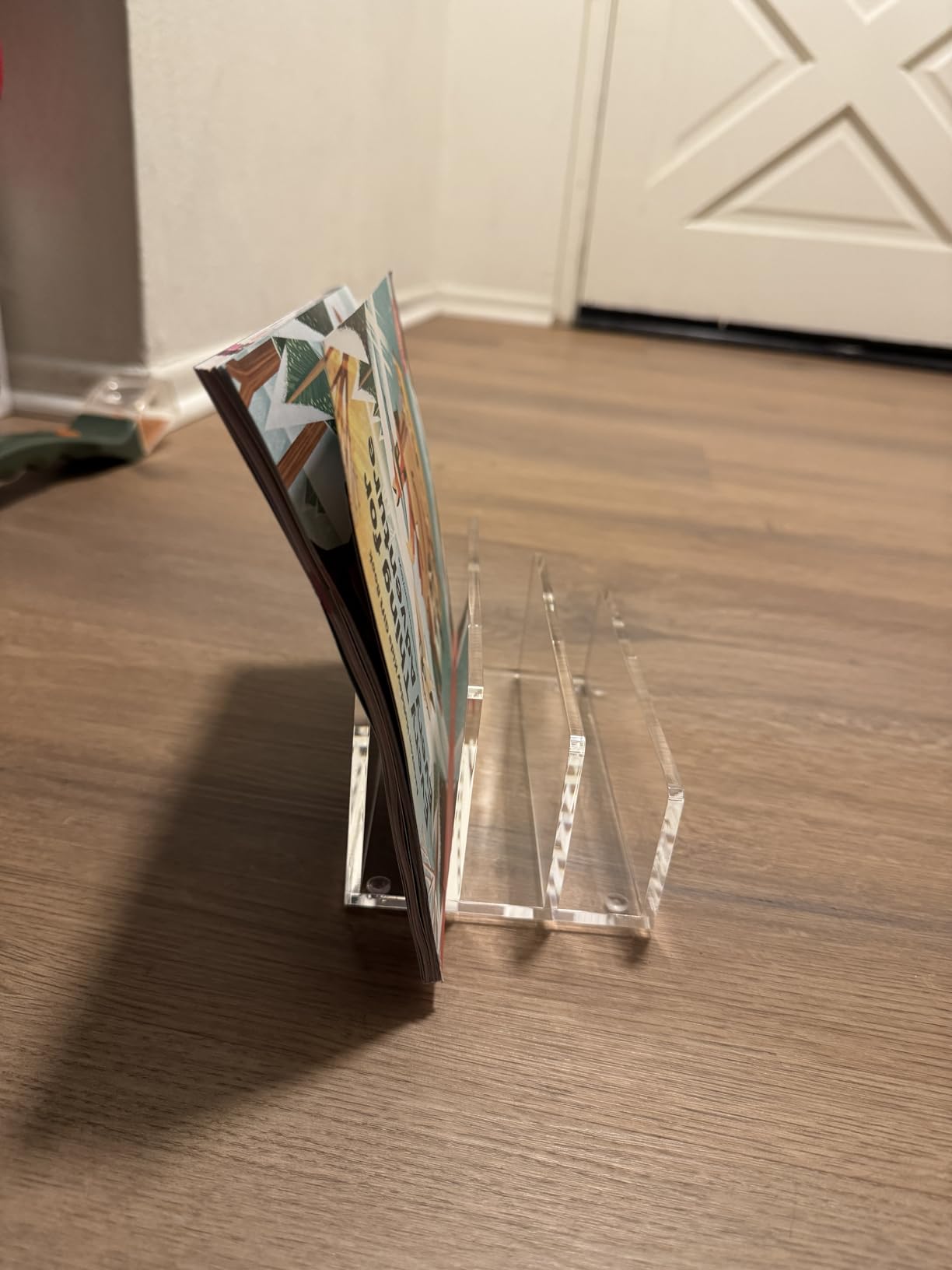 3 Compartments Clear Acrylic Mail Holder - Vertical Letter Sorter & Multifunction Desk Organizer for Bills, Documents, Notebooks - Modern Office/Home Envelope File Rack customer photo 1