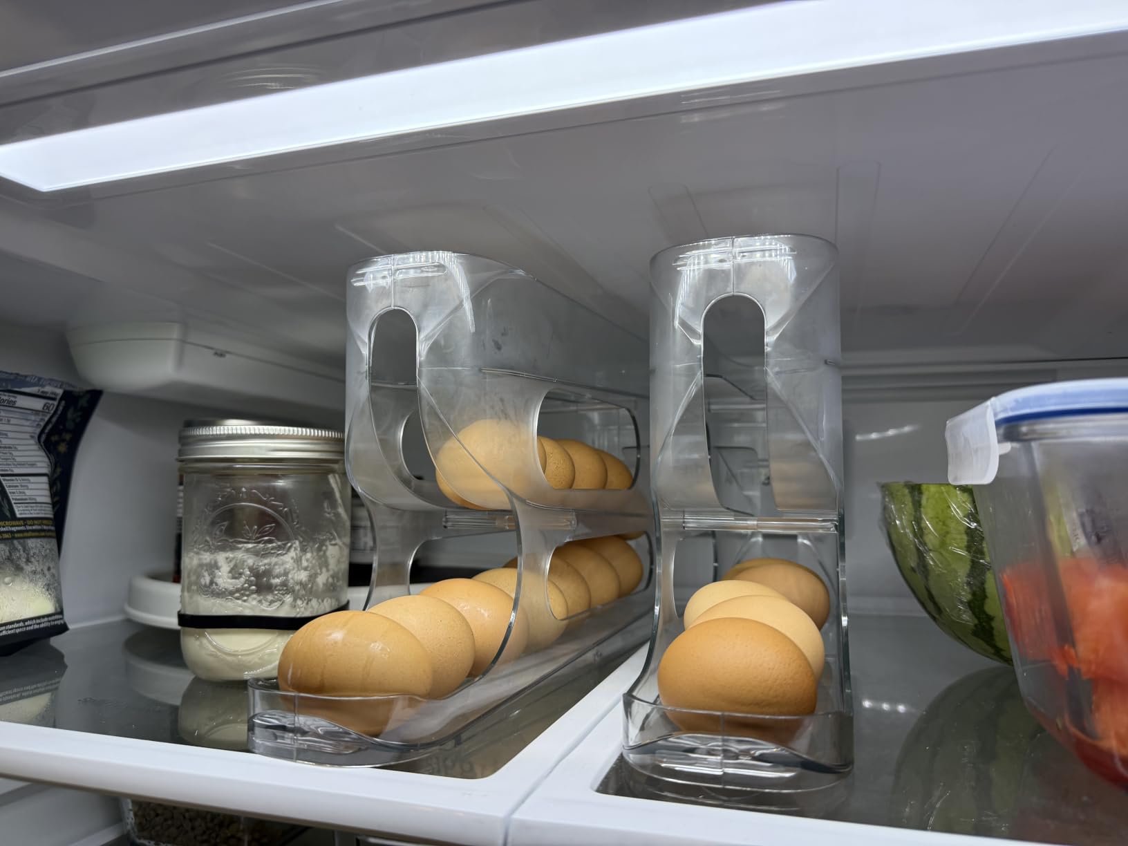 Clear FIFO Egg Holder for Fridge, Egg Dispenser for Eggs 18 Count | Clear PET, Heavy-Duty, Automatic Rolling Egg Organizer, Space-Saving Egg Roller/Container/Storage for Kitchen Countertop customer photo 1
