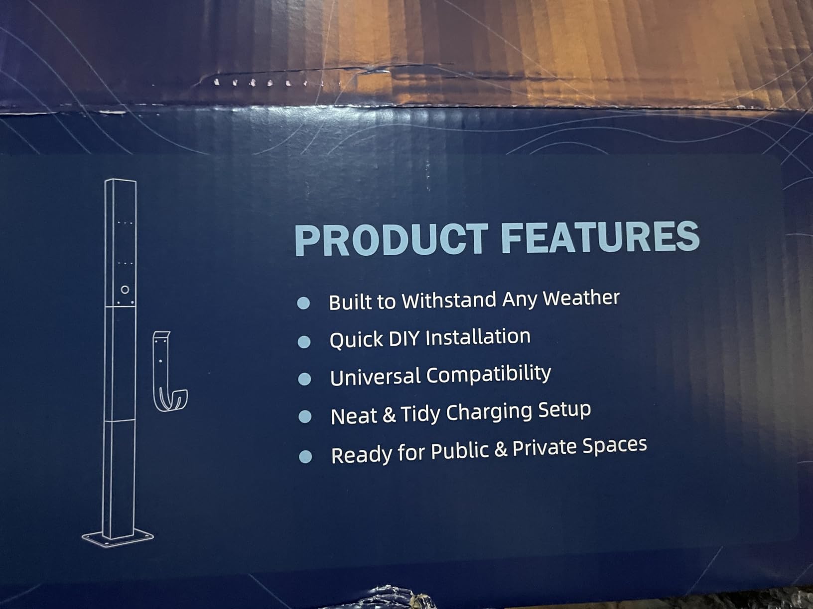 Outdoor EV Charger Pedestal for Tesla & J1772 Charger with Hook, Heavy-Duty Rugged Stand, Anti-wobble Stable Base, Anti-Rust Finish, Handy Organizer Keeps Cable Tidy, Universal Compatibility customer photo 1