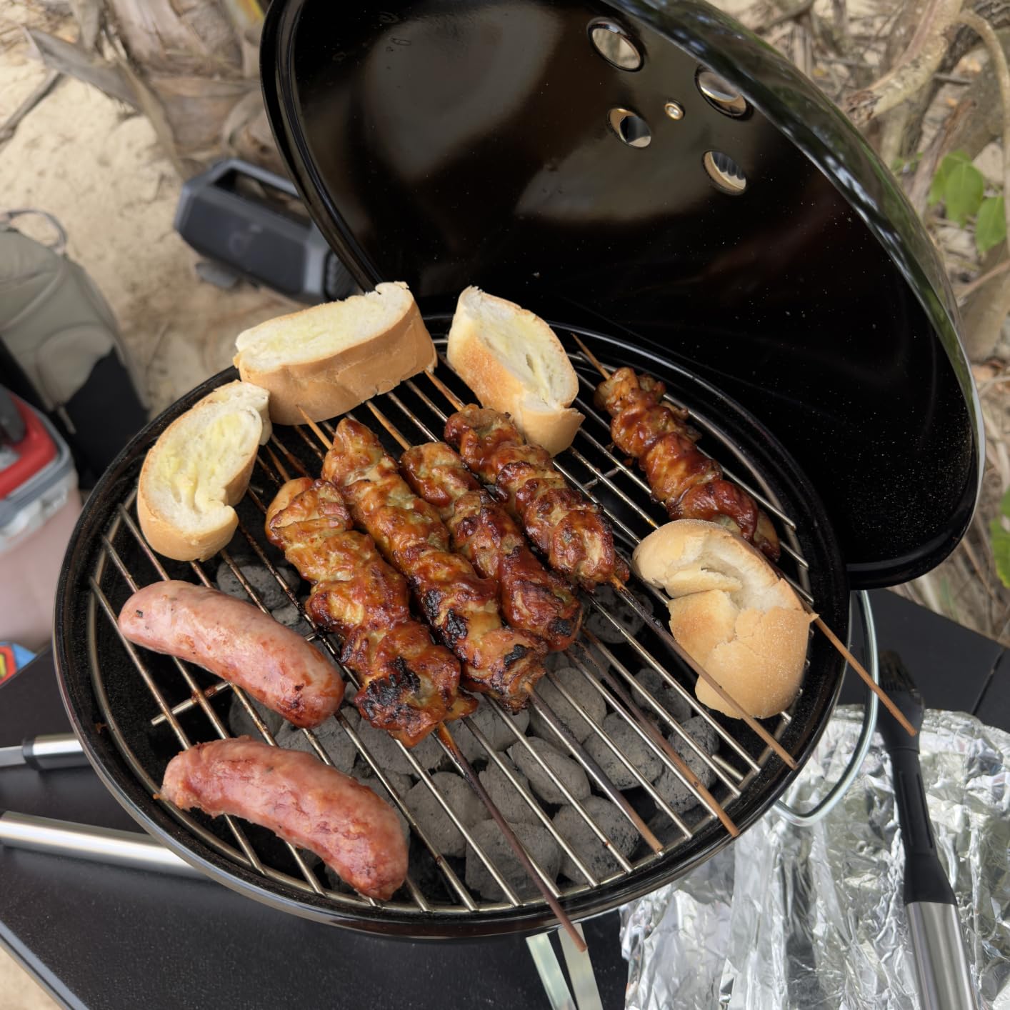 Weber Smokey Joe 14-Inch Portable Charcoal Grill, Black | Lightweight, Portable Kettle BBQ Grill for Outdoor Cooking with Tuck-N-Carry Lid Lock, Durable Porcelain-Enameled Finish customer photo 1