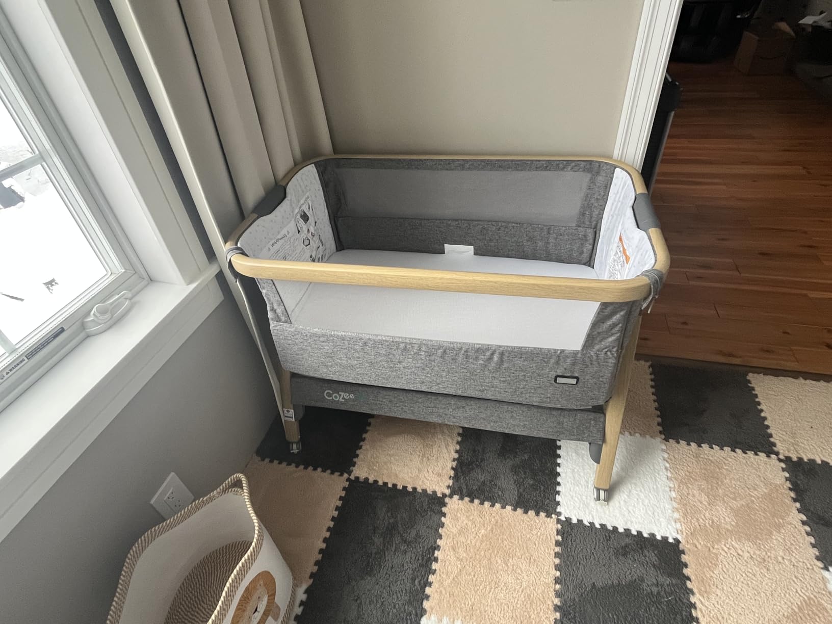 Tutti Bambini CoZee Go 3-in-1 Foldable Baby Playpen, Portable Bassinet & Travel Crib | Playard with Mattress Included | Birth to 3 Years (Oak & Charcoal) customer photo 1