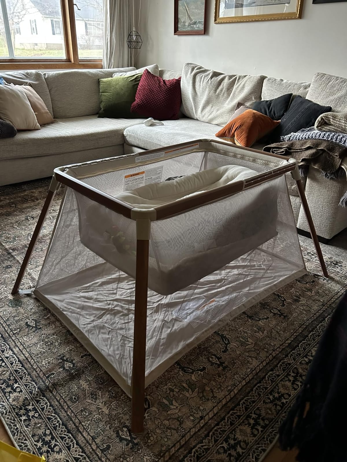 Tutti Bambini CoZee Go 3-in-1 Foldable Baby Playpen, Portable Bassinet & Travel Crib | Playard with Mattress Included | Birth to 3 Years (Oak & Charcoal) customer photo 2
