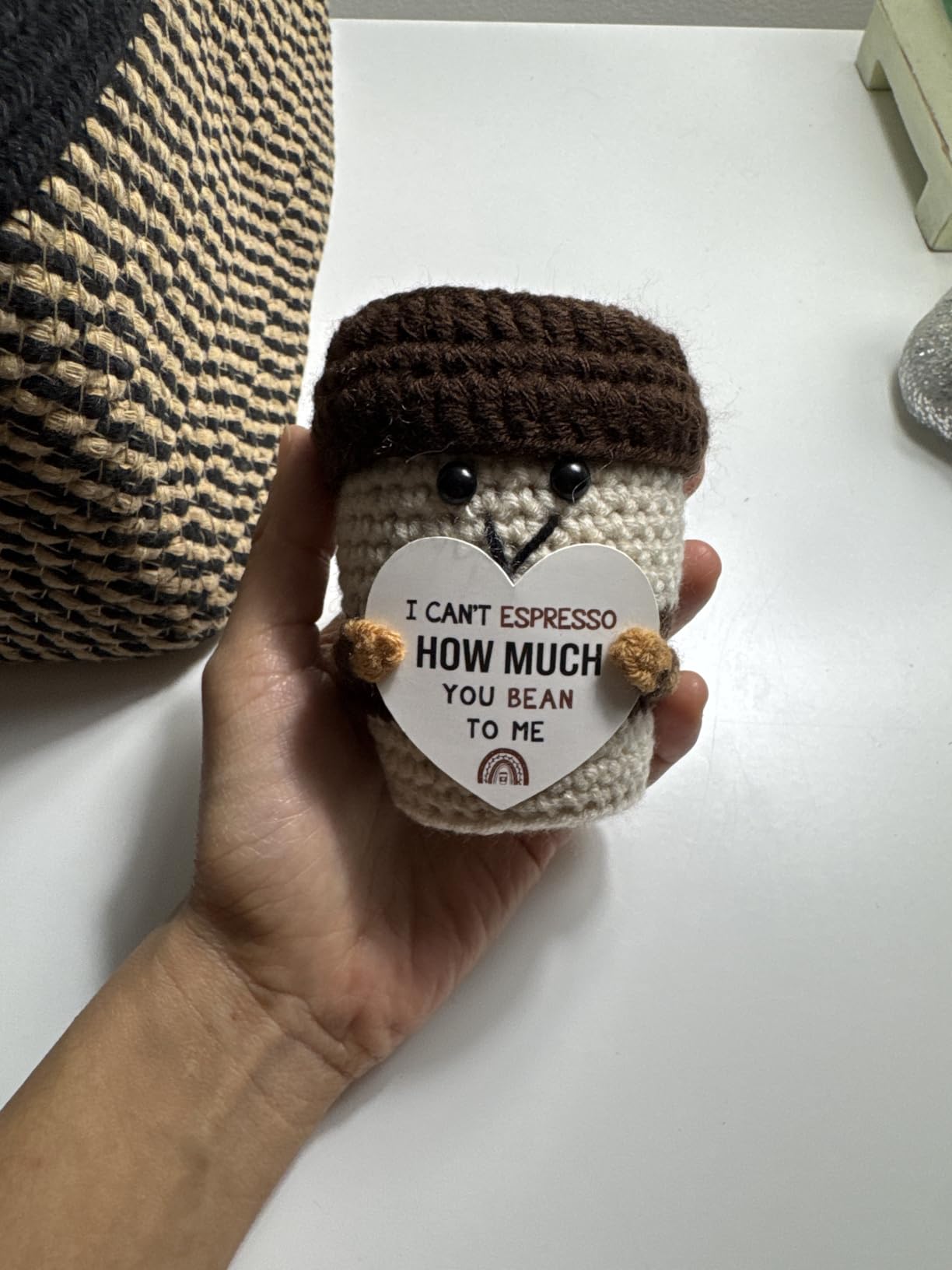 Appreciation Gift for Women Men Coworkers Thank You Gift Crochet Coffee Cup | Thank You Gifts for Coworker Teacher Nurse Employee Christmas Appreciation Office Desk Decor Mini Coffee Lover Gift Farewell customer photo 1