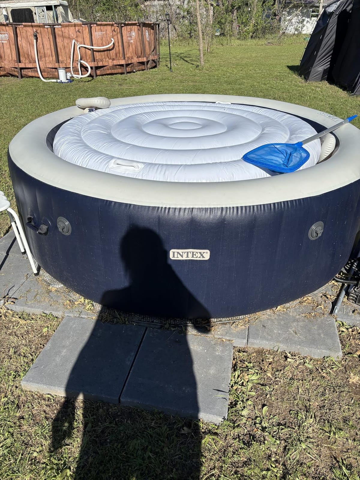 INTEX PureSpa 6 Person Inflatable Hot Tub with Energy-Efficient Spa Cover | 28431EH Bubble Massage: Saltwater System Compatible (Cell Not Included), 85in x 28in - 2 Headrests & LED Light Included customer photo 1