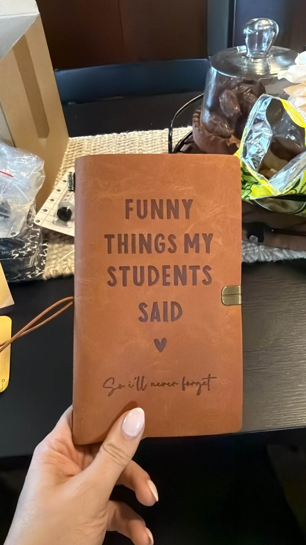 Afterprints Teacher Gifts -'Funny Things My Students Said' Leather Notebook | Cute Teacher Appreciation Gifts for Women Men, Teachers Birthday Presents, Engraved Refillable Journal customer photo 1
