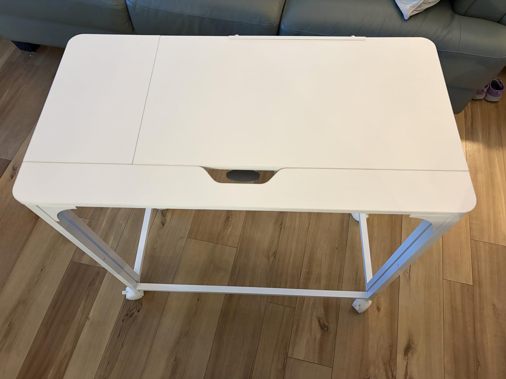 GreenForest Small Folding Desk with Wheels, 31.5 inch Tiltable Desktop | Lockable Gas Spring Adjusts Tilt, White Folding Drafting Table for Small Spaces, Home Office, Drawing & Craft Projects customer photo 2