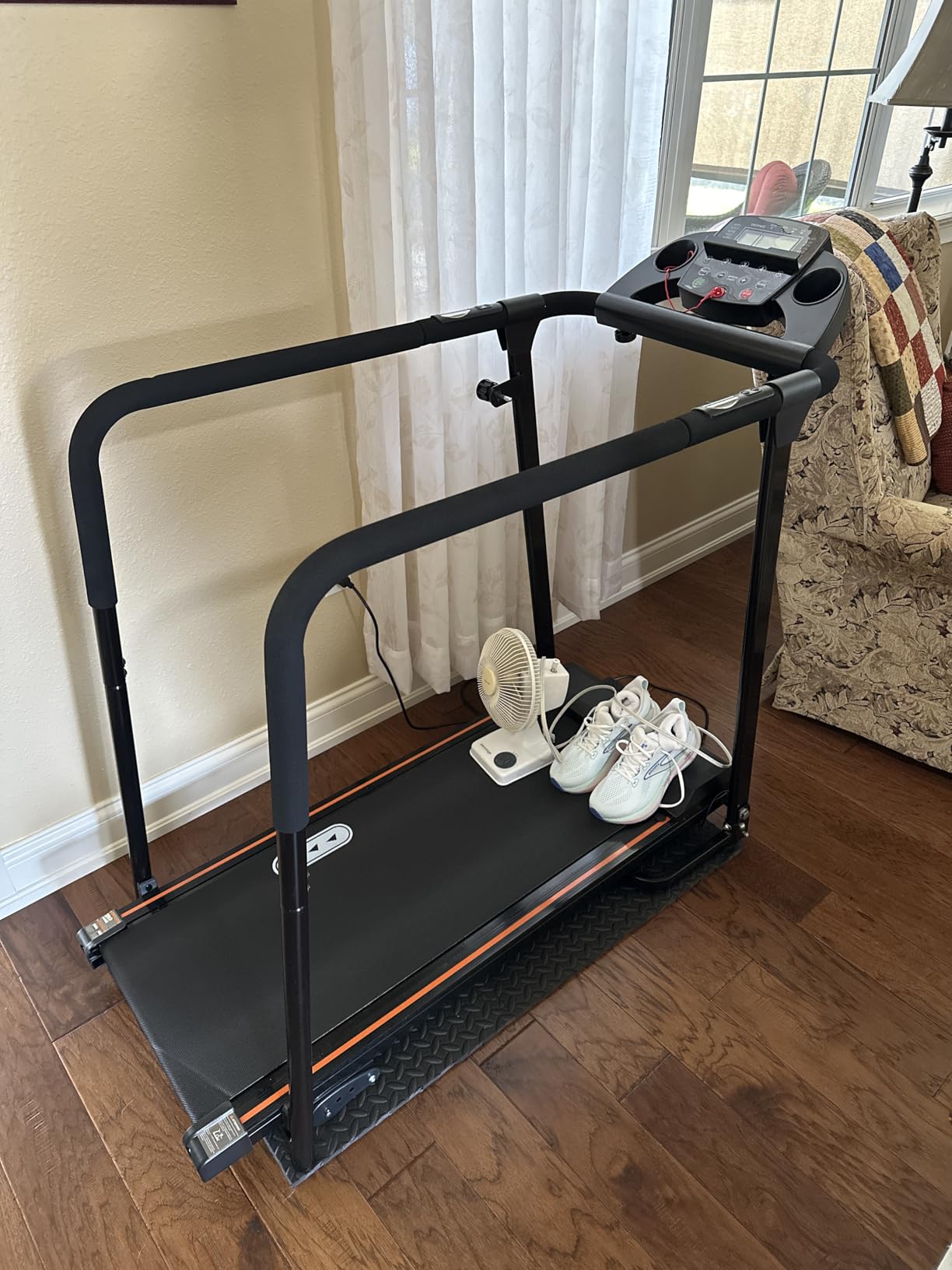 Redliro Treadmill for Seniors with Long Handrails - Foldable Walking Treadmill for Home Small, 300 lbs Capacity, 0-2% Incline, Auto Lube, Mute & Quick Speed Button, Elder Recovery, Cup & Phone Holder customer photo 1