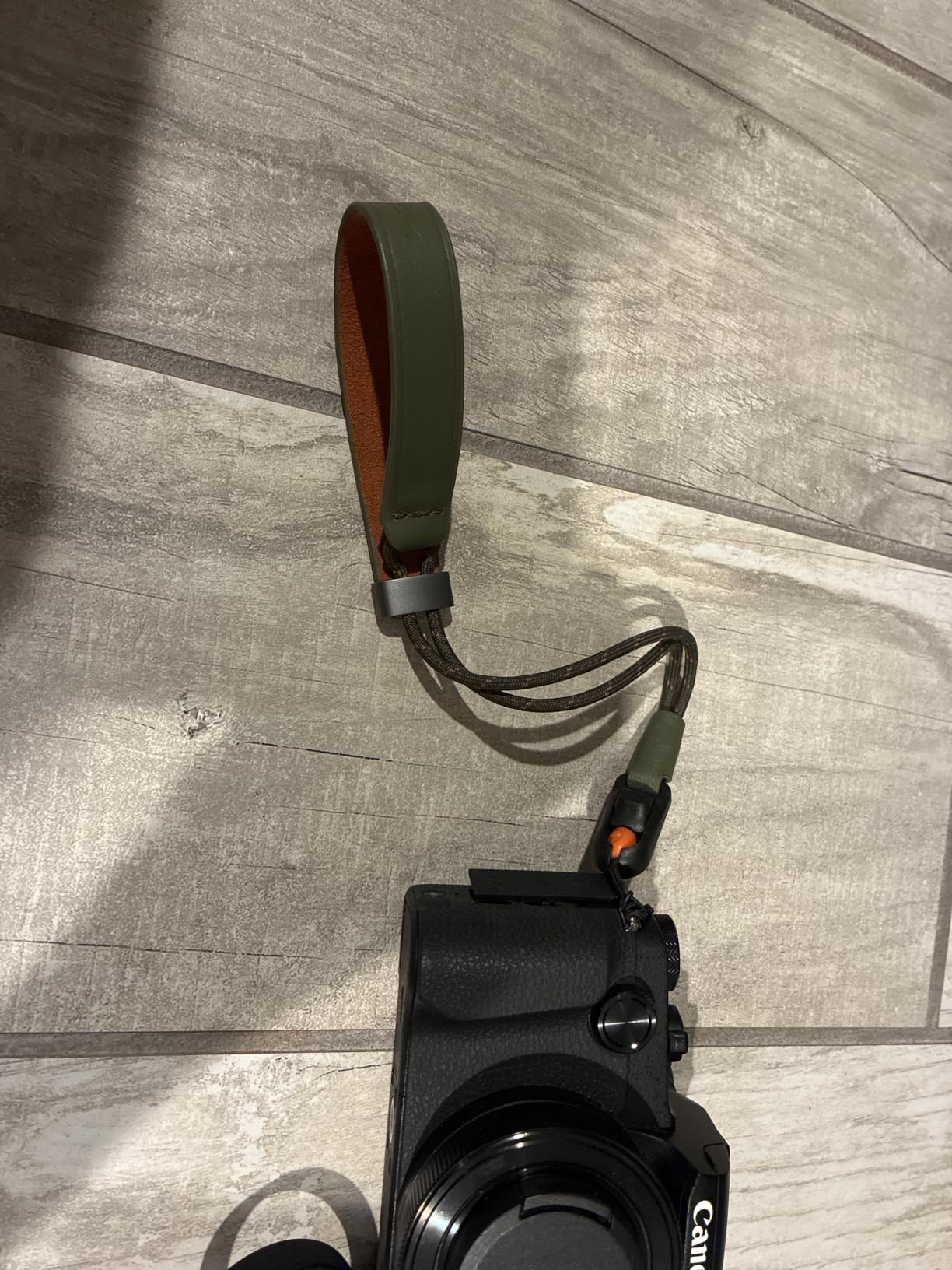 PGYTECH Camera Wrist Strap Slim Leather Vintage Style, Quick Release | Anti-Drop Adjustable Hand Strap for Fujifilm/Sony/Nikon/Canon Camera/Phone, Retro Camera Strap Holds 55.1lb, Olive Green customer photo 2