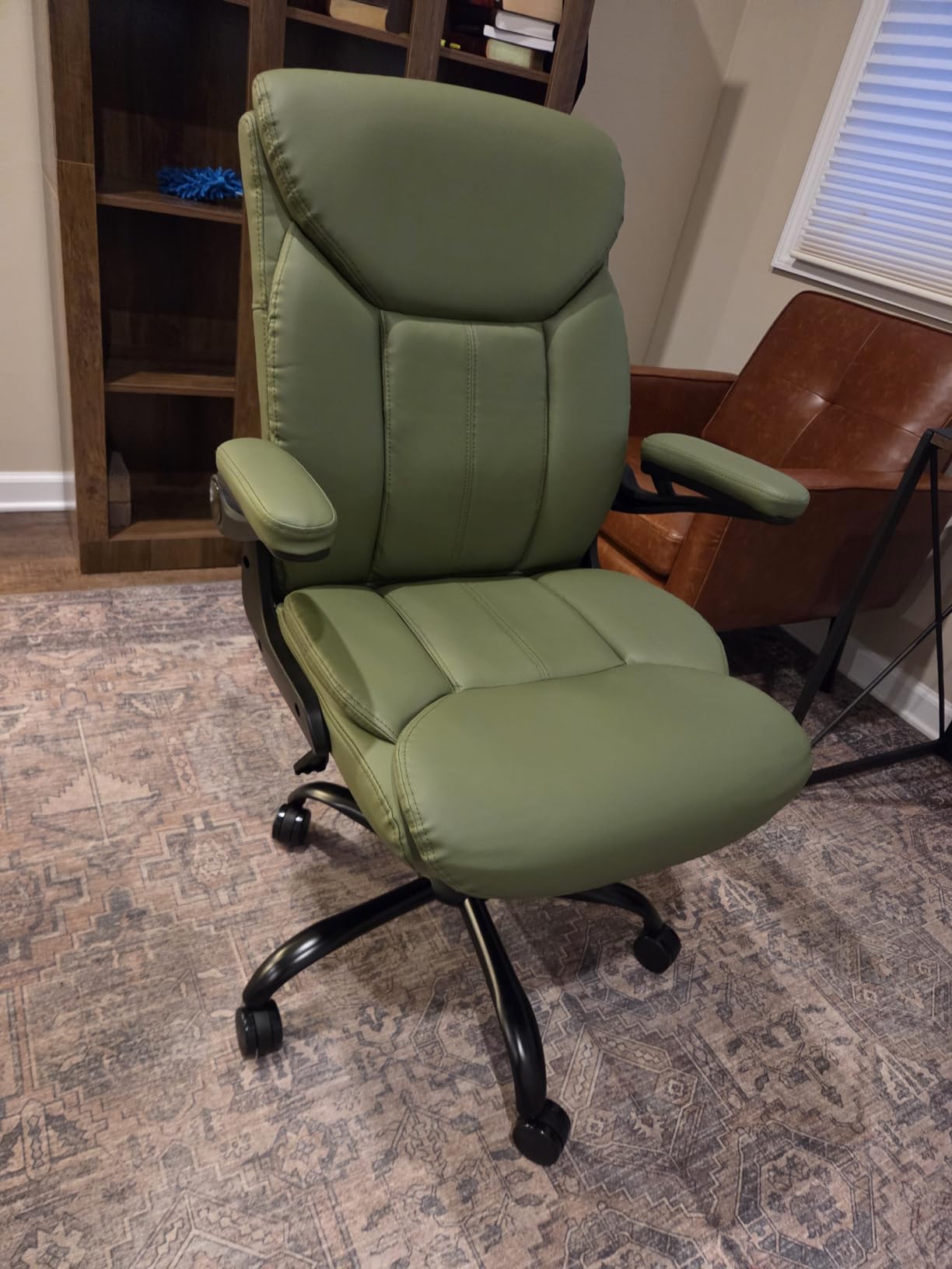 Fabric Executive Office Chair - White Ergonomic Computer Desk Chair | Flip-up Arms, Cloth Material, Mid Back, Adjustable Height, Swivel Wheels for Short People Women Study Work for Small Space customer photo 1