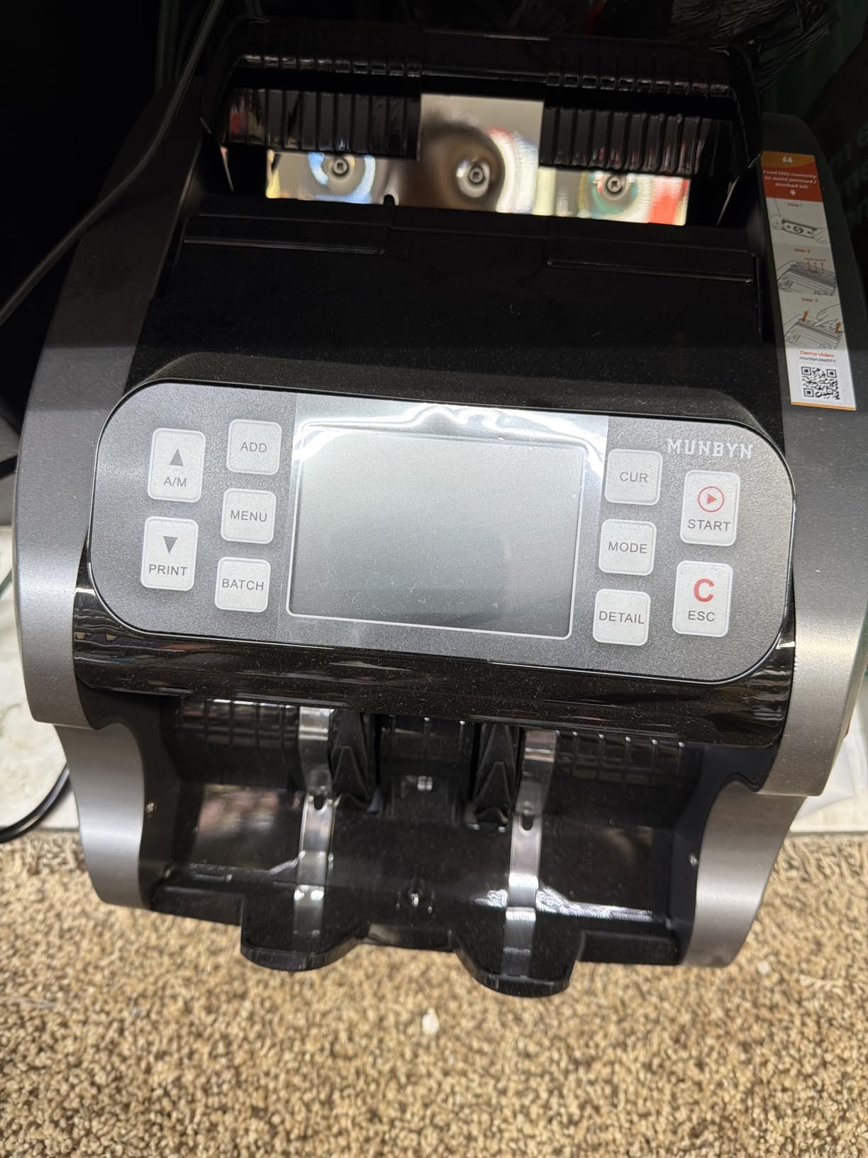 MUNBYN IMC22 Money Counter Machine Mixed Denomination, Dual-Display, CIS/UV/IR/MG Counterfeit Detection Bill Counter, USD, MXN, EUR, CAD Cash Counter for Business, Merchant, 2Y Protect (Black) customer photo 1