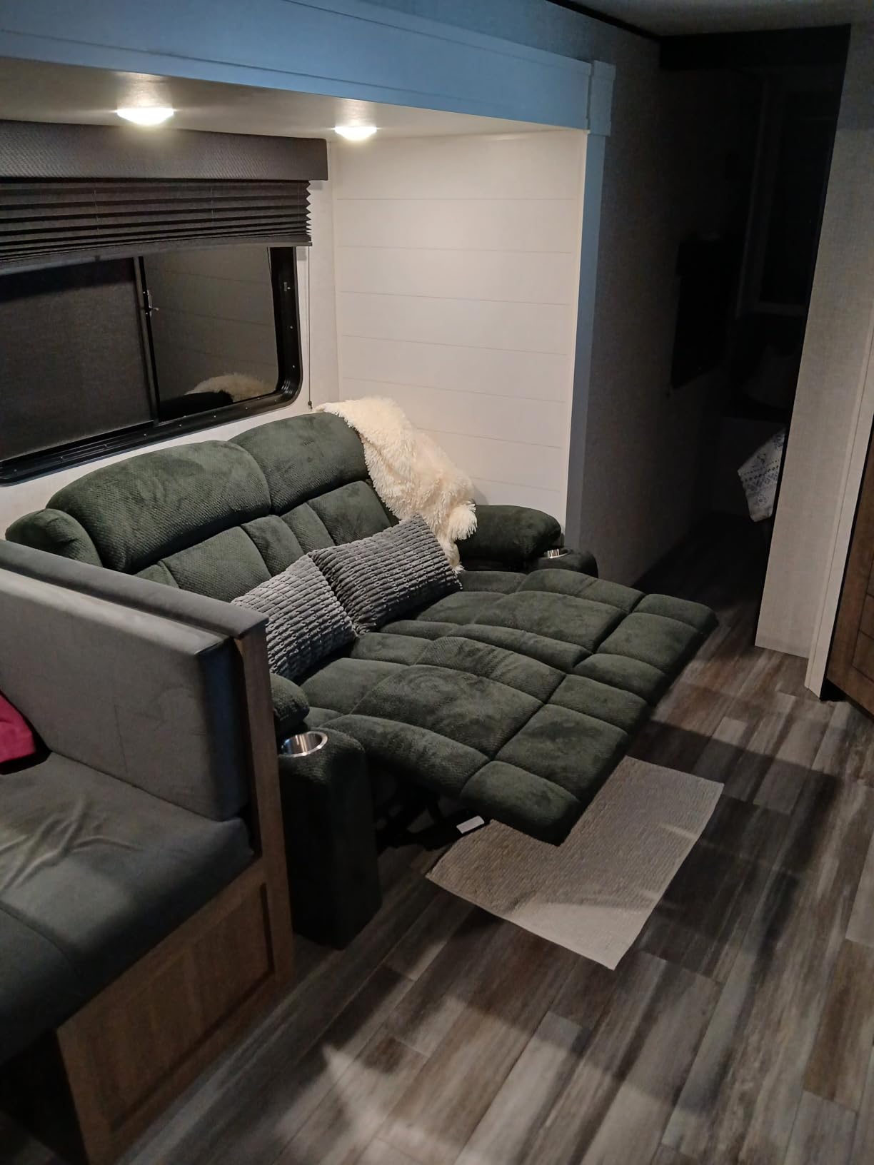 RV Loveseat Recliner Sofa, Reclining Loveseat Home Theater Seating with USB Ports, Cup Holders, Insert Pockets, Wall Hugger RV Recliners for Movie Room, Recline Movie Seats Gaming Sofa, Gray customer photo 2