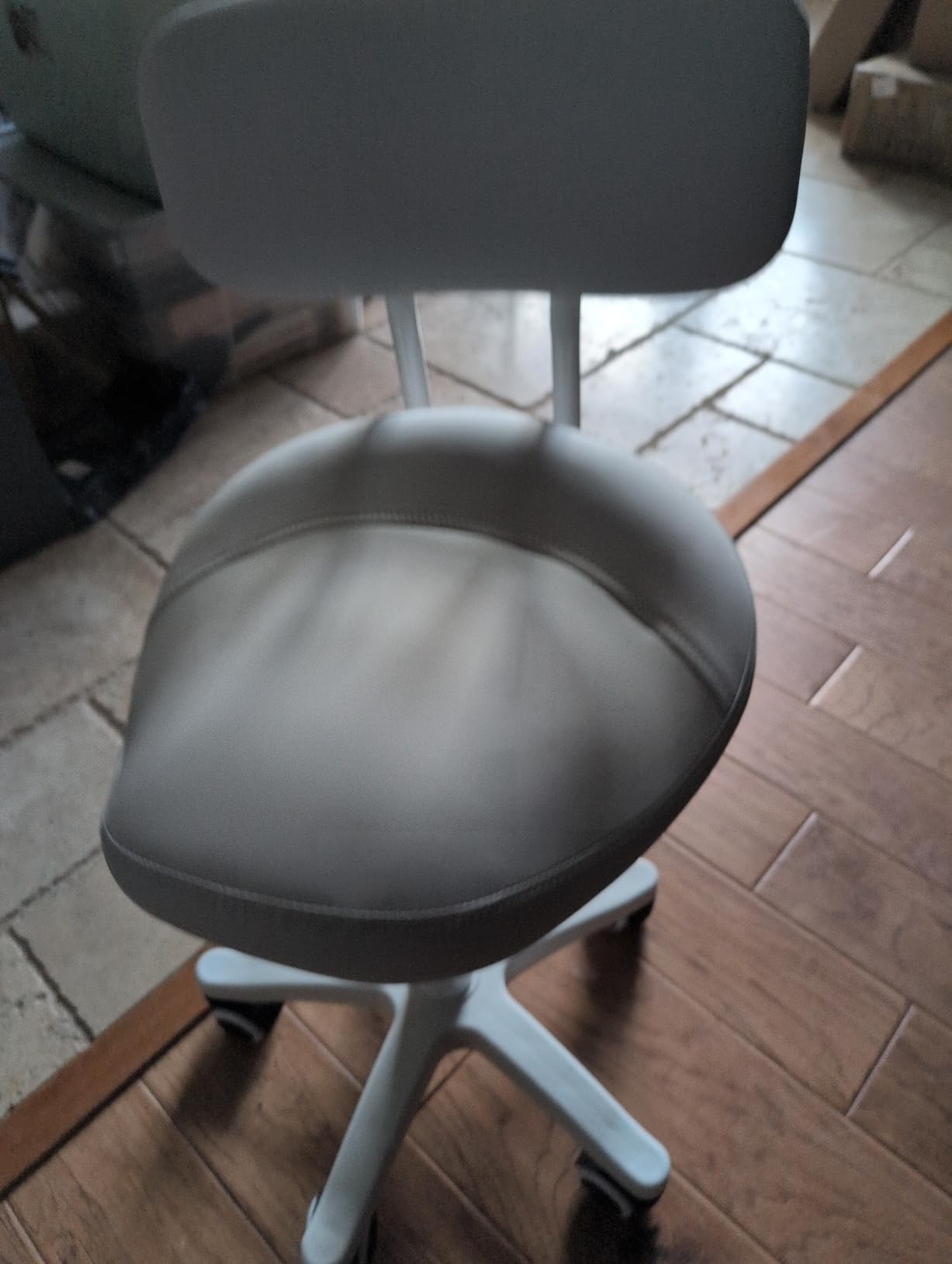 Saddle Stool with Back Support Thick Padded Seat Ergonomic Chair Swivel Rolling Saddle Chair with Wheels for Hair Salon, Dental Clinic, Spa, Massage Studio, Office & Home, Black customer photo 1