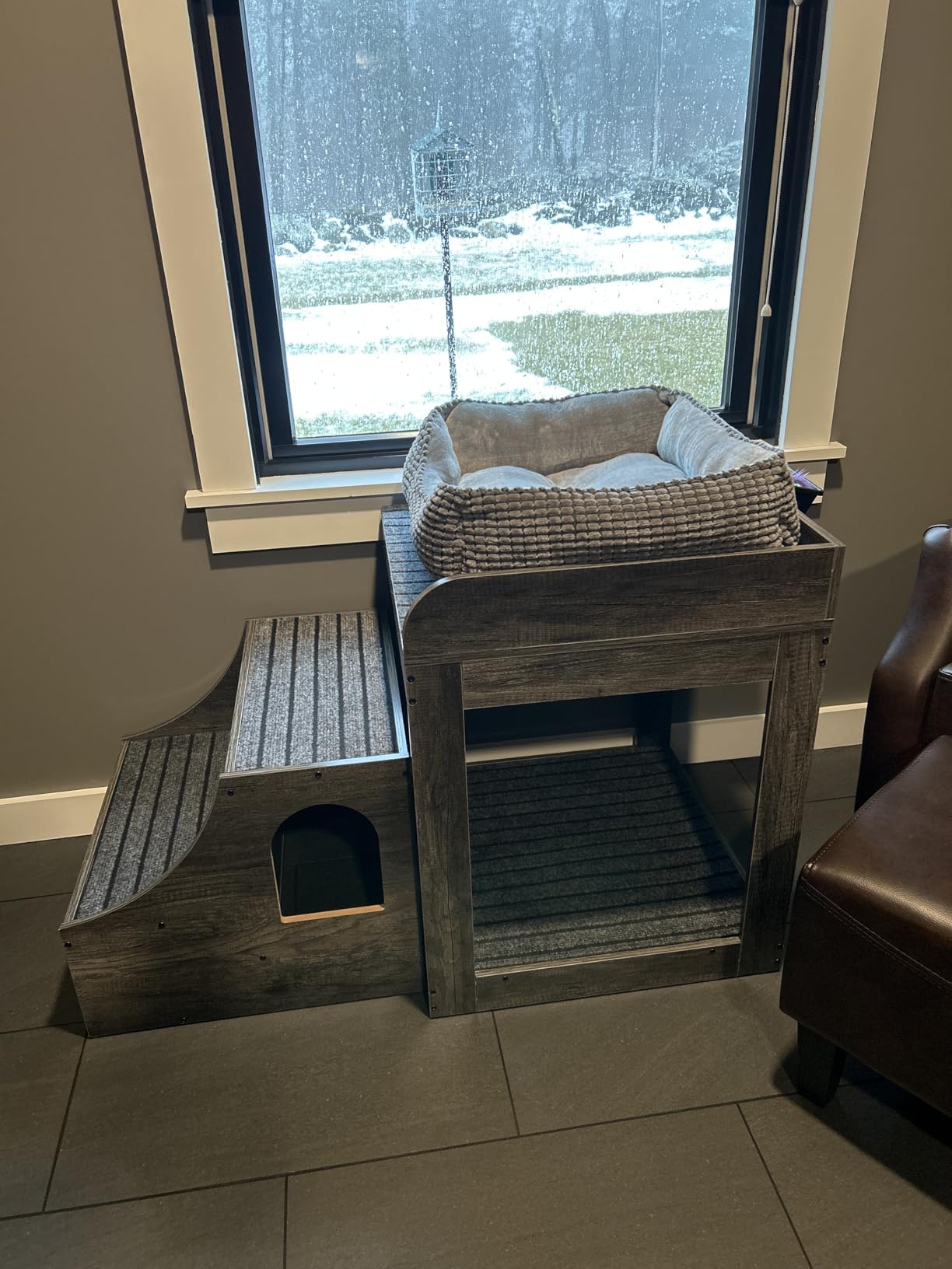 kepptory Pet Bunk Bed with Stairs and Storage, Dog Beds Attachment to Human Bed, Bedside Dogs Cot for Small, Medium Cats & Dogs, Pet Window Perch (Black) customer photo 1
