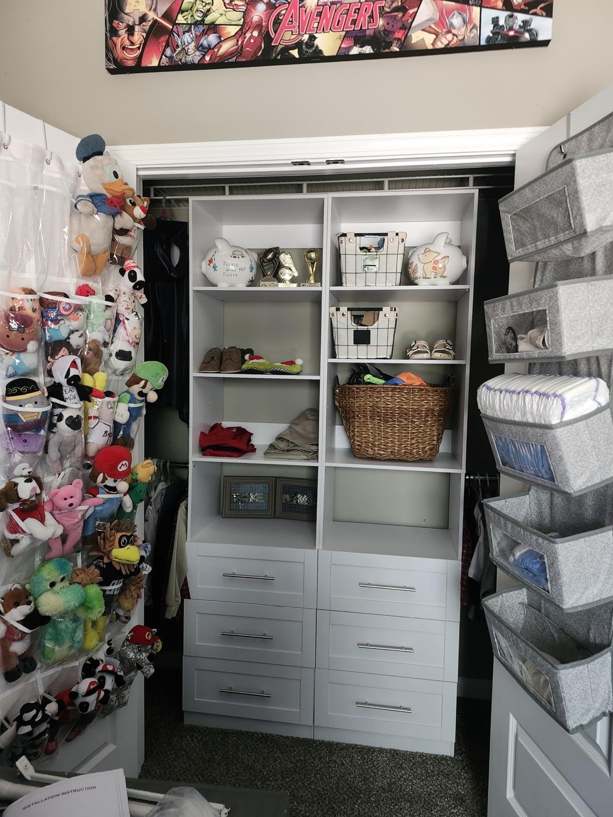 Closet System with 6 Drawers, 5-14FT Custom Closet Organizer System with 8 Expandable Hanging Rods & Adjustable Shelves, Modular Wood Closet Systems Tower for Walk in Closet Storage, 2 Sets, White customer photo 1
