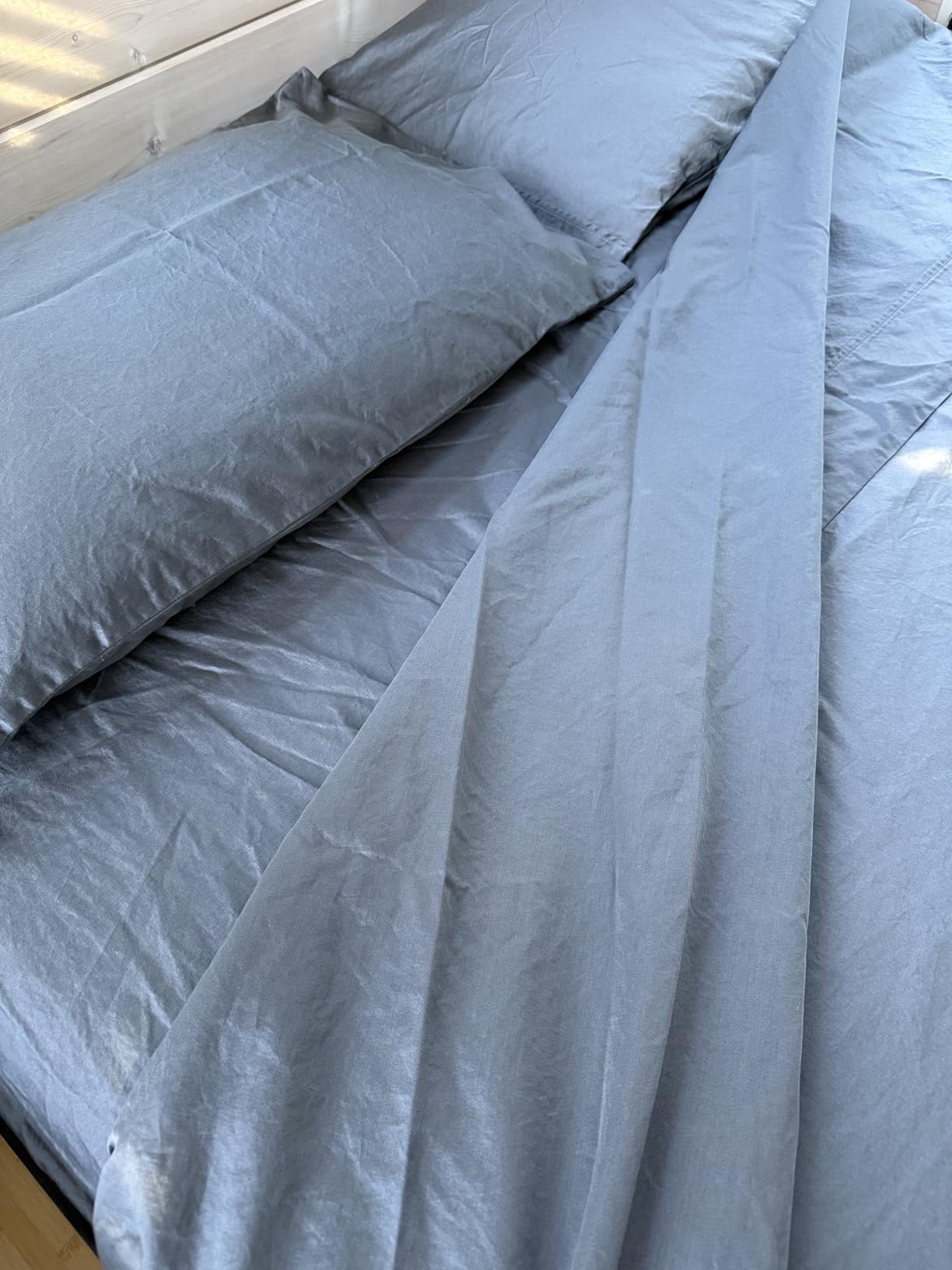 LANE LINEN Queen Sheet Set - 100% Cotton Sateen 600 Thread Count - Deep Pocket 4 Piece- Soft Breathable Hotel Luxury Oeko-Tex Certified - Machine Washable - All Season Durable Smooth Easy-Fit - White customer photo 1