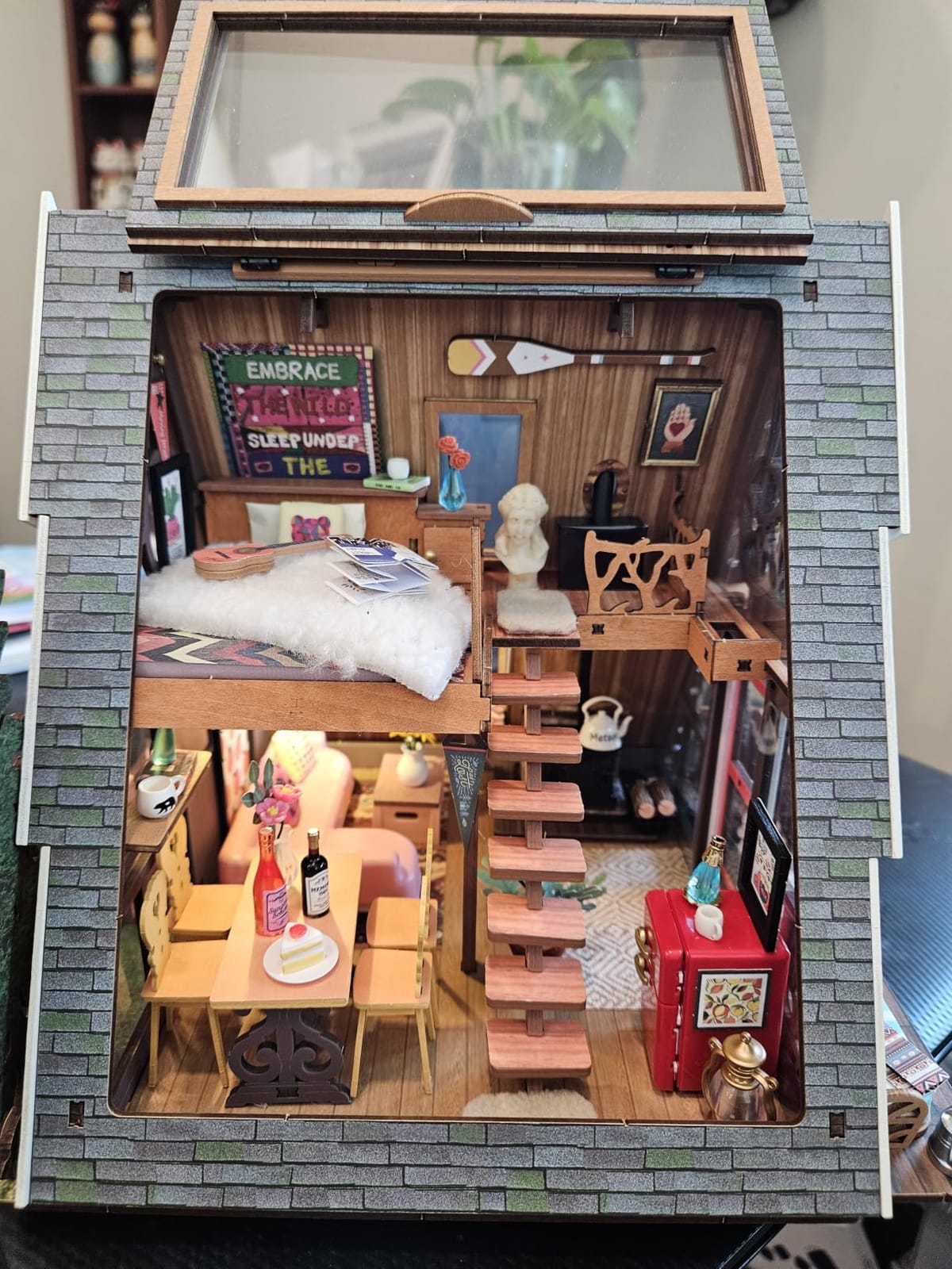 DIY Miniature Forest Tiny House Kit-A-Frame Cabin with LED Lights | Beginner-Friendly Mini House Building Kit for Teens, DIY Crafts For Adults, Halloween/Christmas Gift for Outdoor Lovers customer photo 1