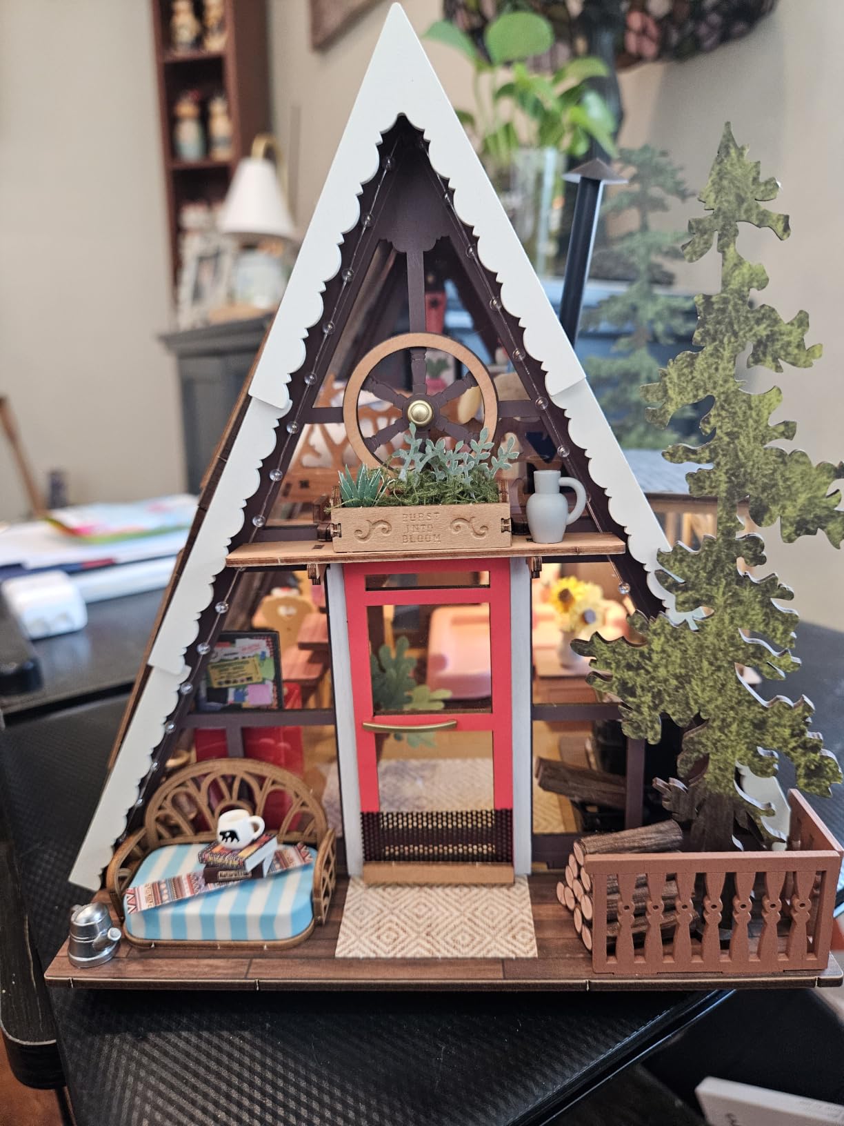 DIY Miniature Forest Tiny House Kit-A-Frame Cabin with LED Lights | Beginner-Friendly Mini House Building Kit for Teens, DIY Crafts For Adults, Halloween/Christmas Gift for Outdoor Lovers customer photo 2