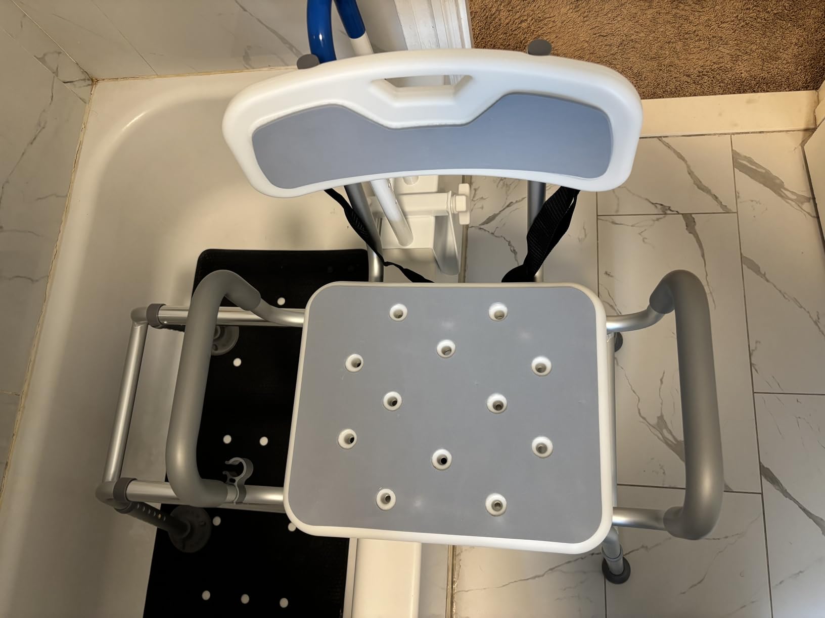 UNILEAF Tub Transfer Bench with Swivel Seat, 350 lb Sliding Shower Chair | Adjustable Height, 360° Swivel Seat, Suction Cup Feet, Safety Strap for Seniors, Adulto Mayor Obese, FSA/HSA Eligible customer photo 1