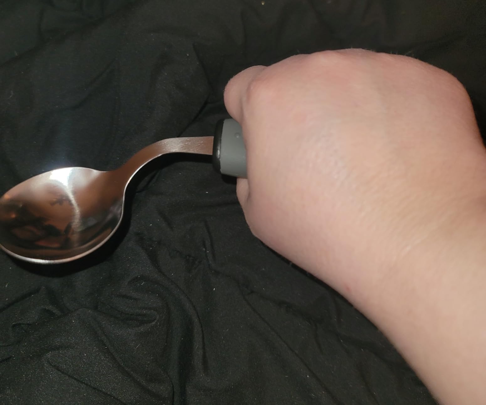 KintKita Adaptive Utensils for Elderly 4 Piece, 2.9 oz Weighted Silverware for Hand Tremors, 45 Degree Angled Parkinsons Utensils for Elderly, Arthritis, Weak Hand Grip, Right-Handed Use customer photo 1