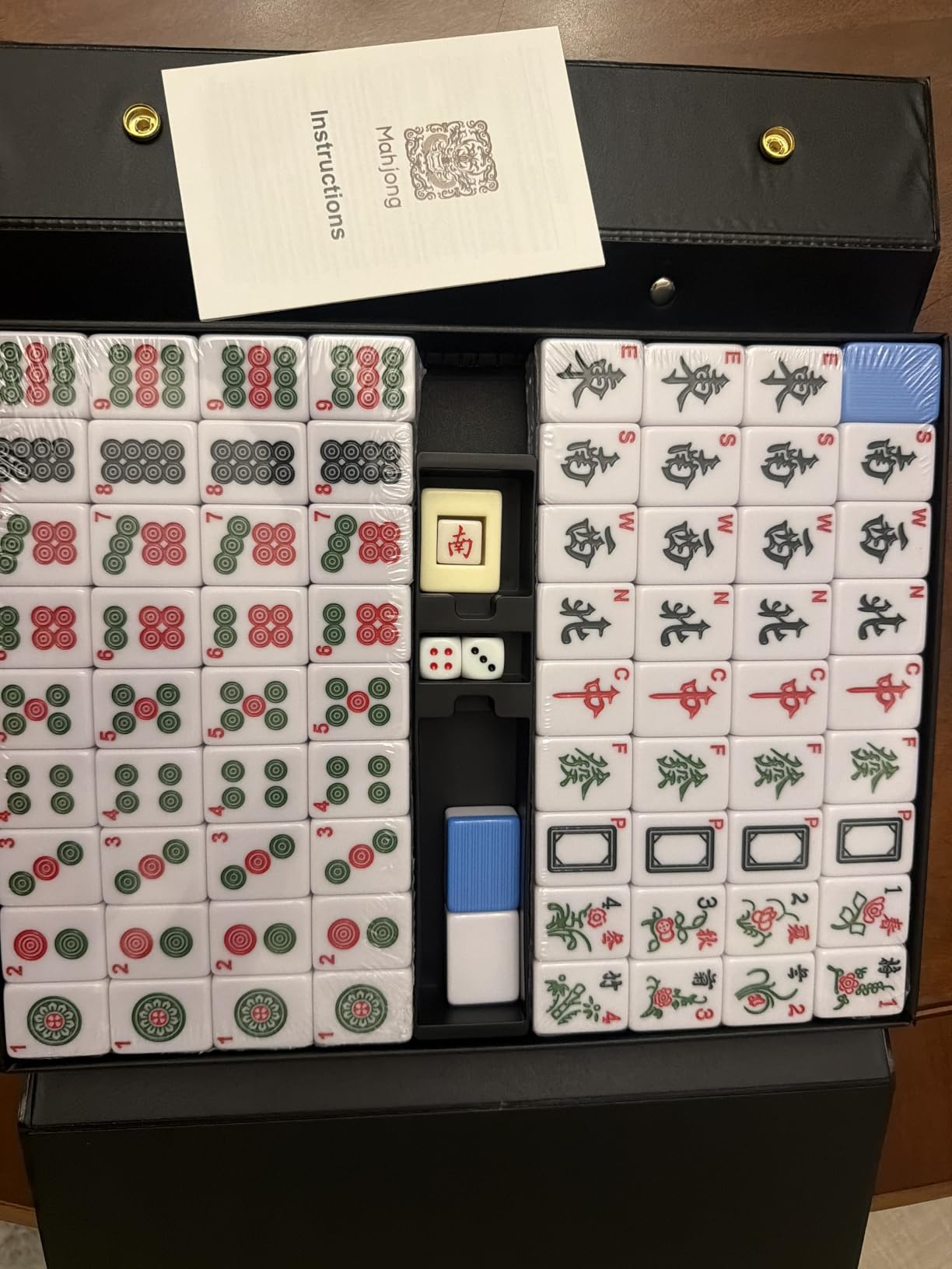 Mahjong Set, 146pcs Professional Chinese Mahjong Tile Set | with Instruction Manual, Premium Mah Jongg Sets with Storage Box, 1.4