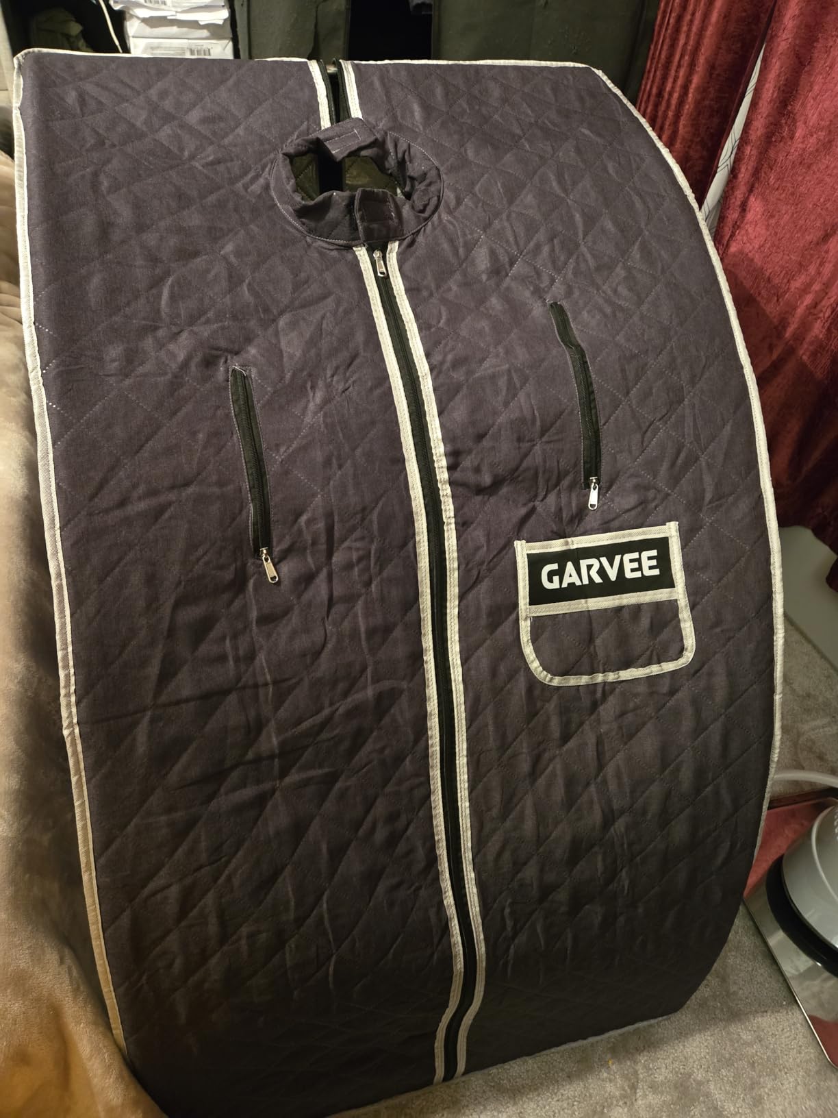 Garvee Sauna Box, Portable Sauna for Home with 4L 1500W Steamer, Explosion Proof Zip, 99 Mins Timer, Sauna Tent with 600D Encrypted Fibre, Easy Setup Quick Heat-Up Foldable Sauna for Home Spa (Grey) customer photo 2