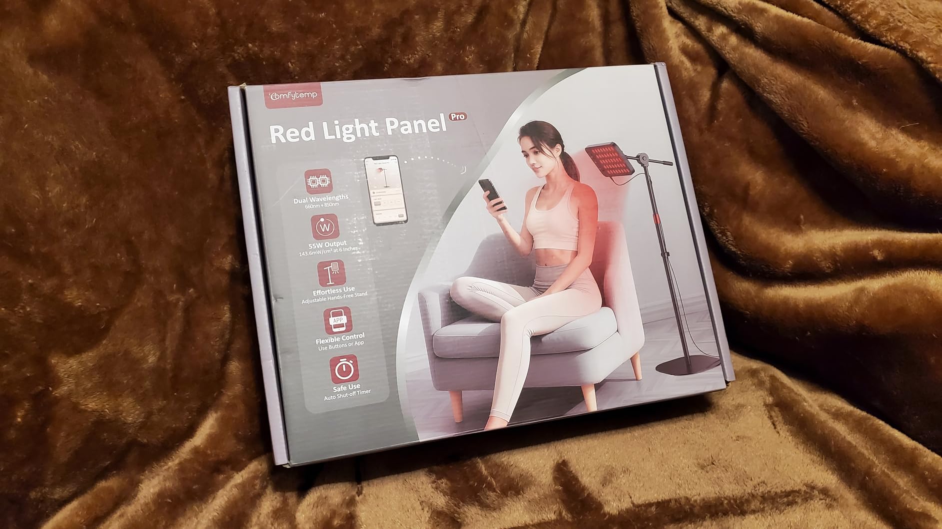 Comfytemp 55W High-Output (3X Intensity) Red Light Therapy Lamp for Body | 143mW/cm² at 6 in Near Infrared Light Lamp, 660nm & 850nm LED Light Panel with Adjustable Stand, for Home Bedroom Use customer photo 1