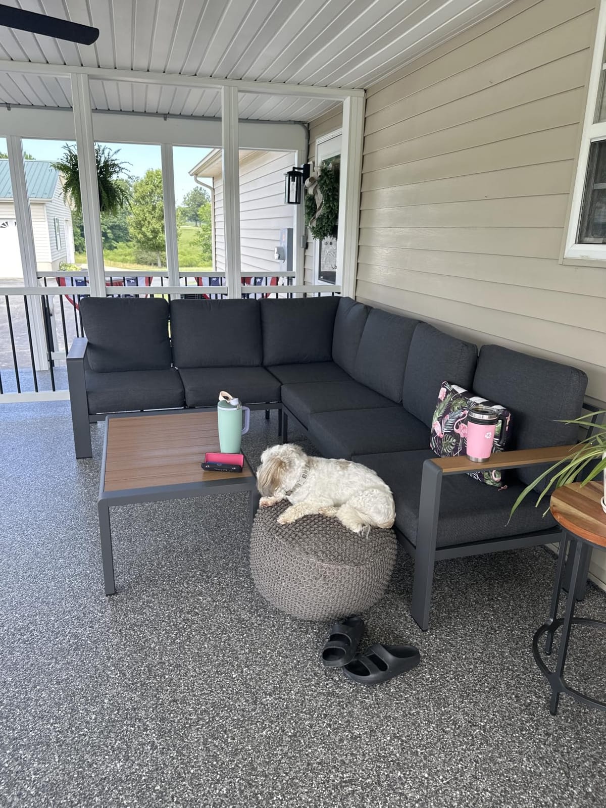 Aluminum Outdoor Patio Furniture Set 8 Seats, Outdoor Sectional Corner Sofa, Patio Conversation Set with Coffee Table & Washable Cushions, Furniture Set for Porch, Balcony, Deck, Graphite customer photo 2