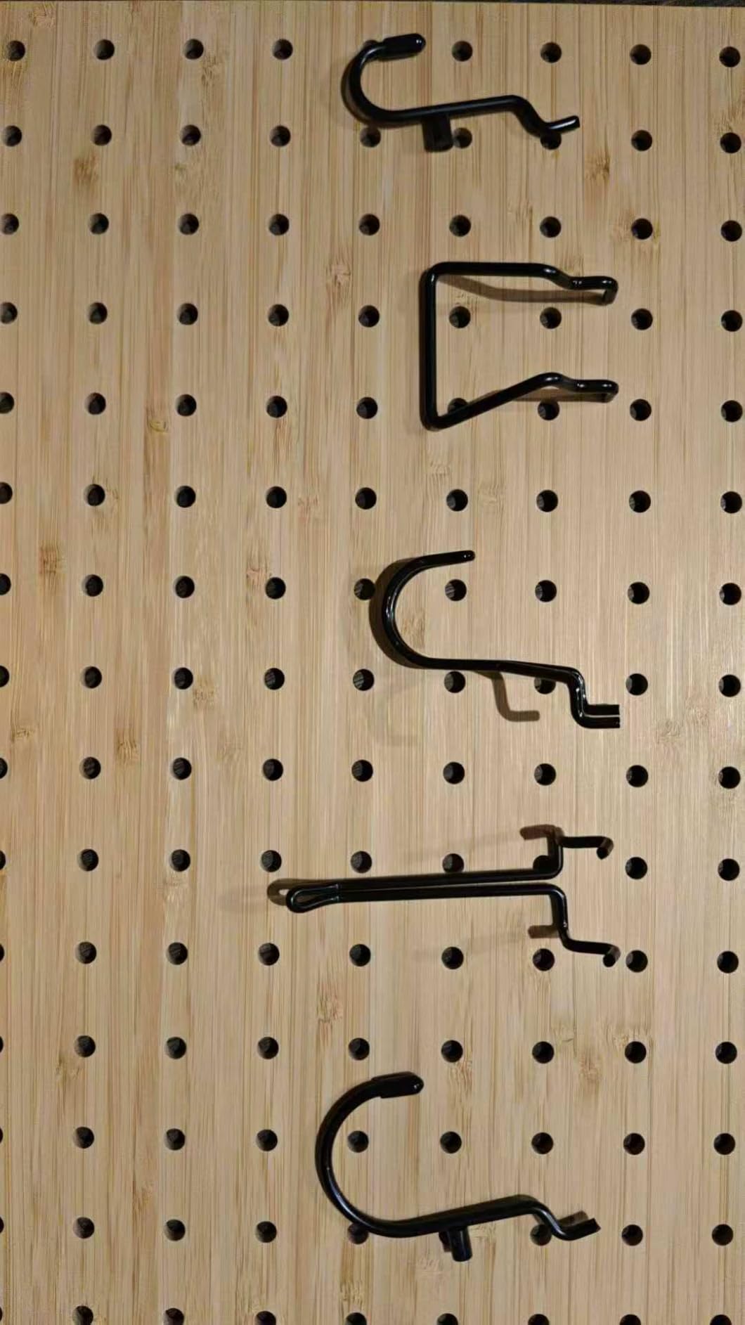 VOIMO Bamboo Peg board Wall Organizer, 4 Panels, 16 x 12 in, 35 Hooks | Wall-mounted storage for tools, craft supplies, office essentials, kitchen accessories, and small hardware for garage use customer photo 2
