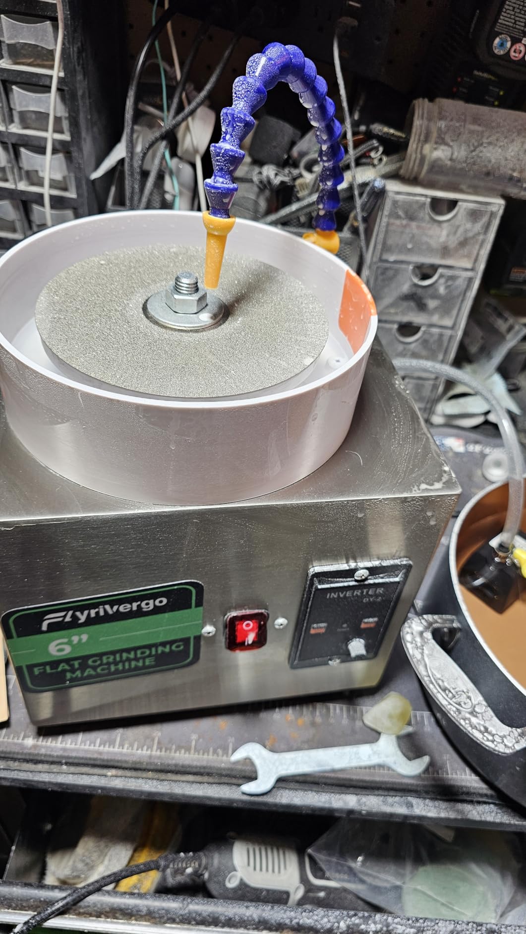6'' Flat Lapidary Machine Variable Speed Lapidary Equipment | 2800RPM Cabbing Machine, 180W Gem Stone Rock Grinding and Polishing Machine Includes Accessory Kit customer photo 2