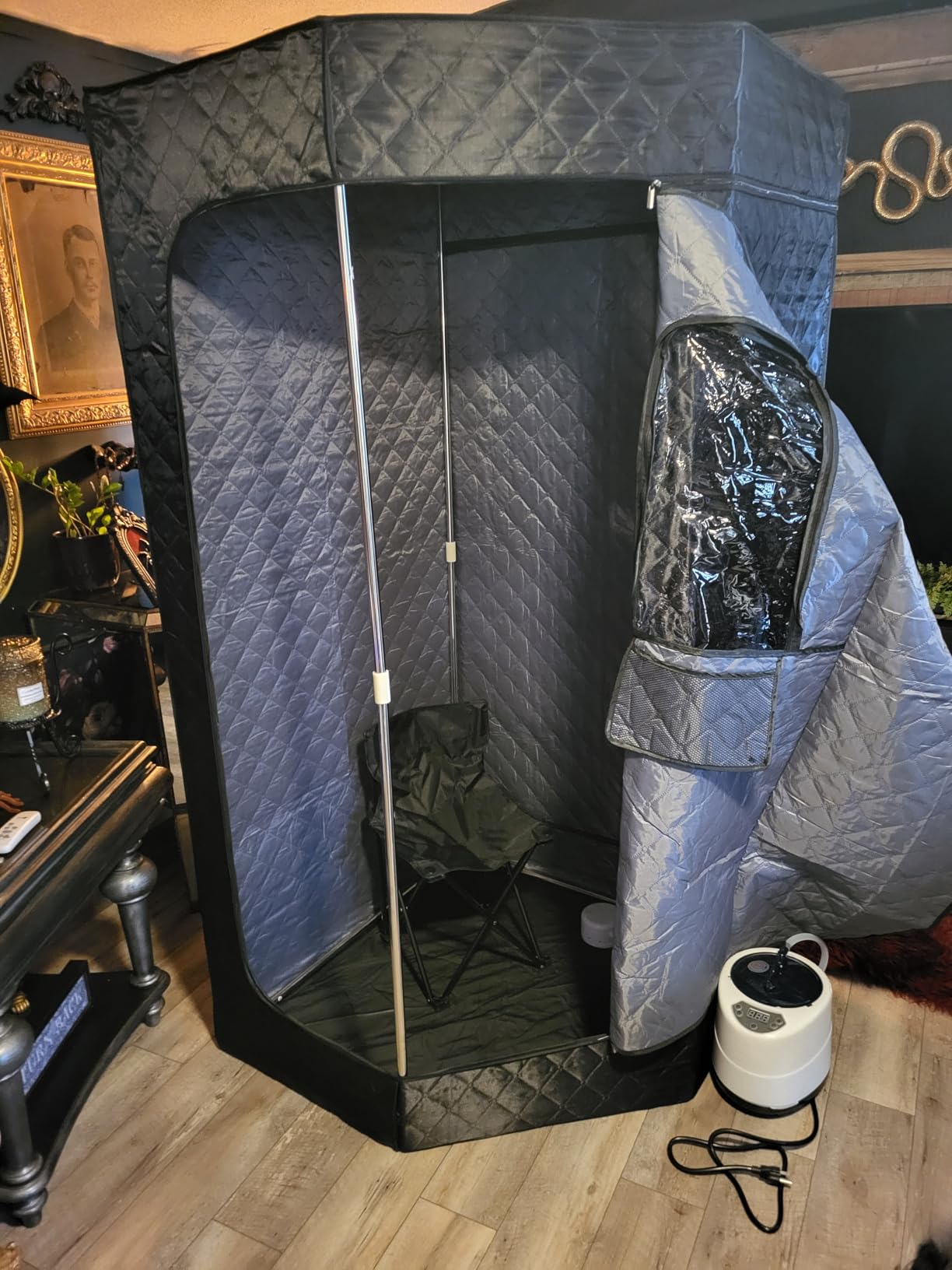 Portable Steam Sauna Tent for Home, Personal Full Body Sauna | Pop Up Indoor Sauna Box with Portable Chair & Remote Control | Home Spa, Relaxation, Detox | at-Home Portable Sauna customer photo 2
