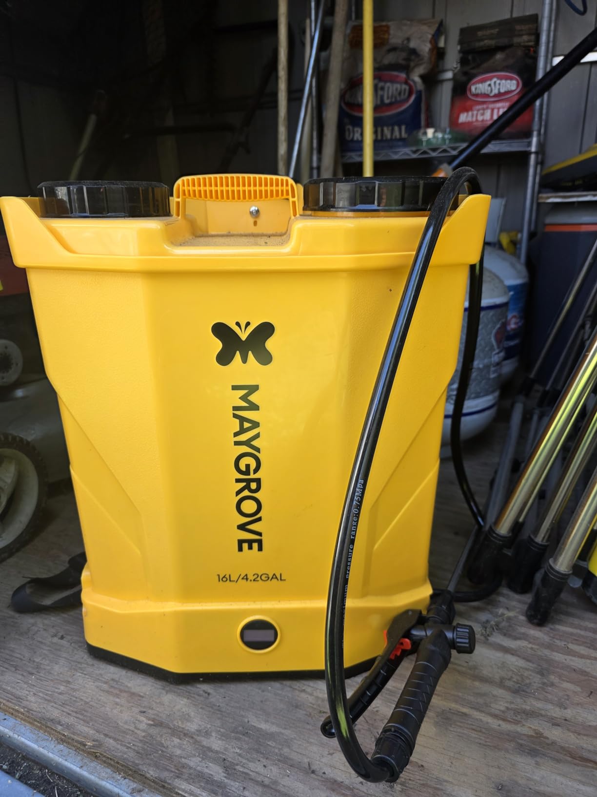 Maygrove 4.2 Gallon Battery Powered Backpack Sprayer | Up to 100 PSI Electric Sprayer with Adjustable Wand & 5 Nozzles customer photo 1