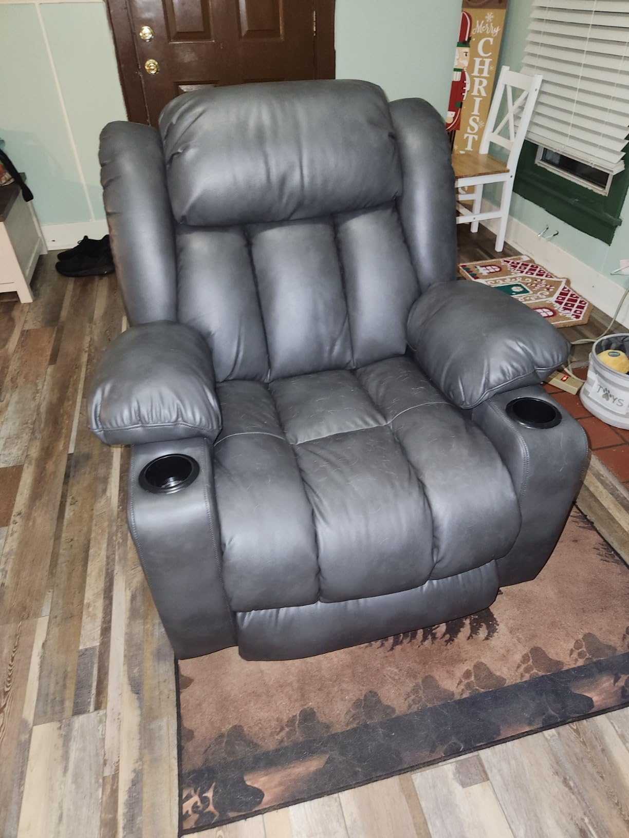 Dual Motor Infinite Position Lay Flat Power Lift Recliner Chair for Elderly | 180 lay flat, Silent Dual Motor, extended footrest, 8-pt massage, lumbar heated, water resistant PU leather, USB-C charging customer photo 1